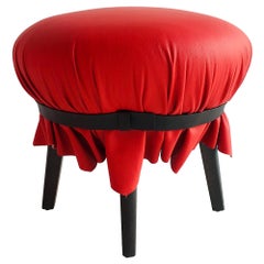 In Stock in Los Angeles, Red Leather Popit Pouf by Andre Mancuso & Emilia Serra