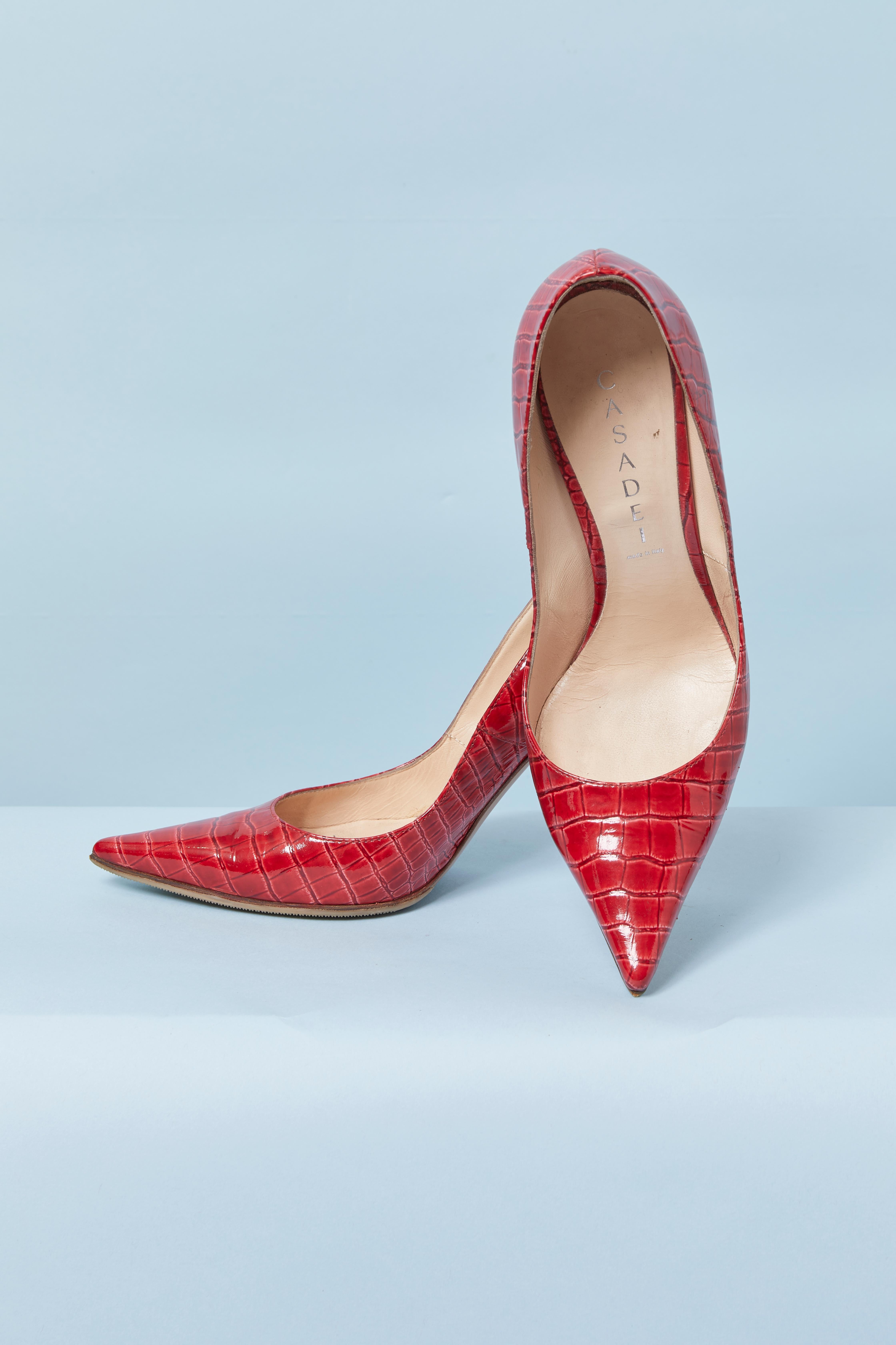 Rote Lederpumps CASADEI im Zustand „Hervorragend“ im Angebot in Saint-Ouen-Sur-Seine, FR