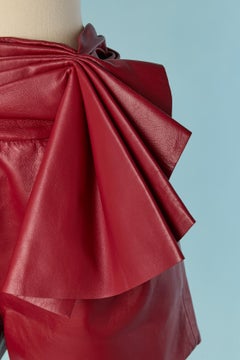 Red leather short with ruffle on the side of the waist ALEXANDRE VAUTHIER