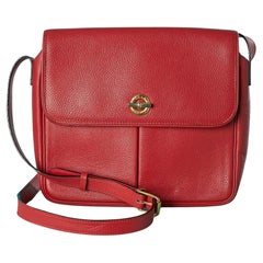 Borsa a tracolla in pelle rossa con finiture in metallo dorato Céline Circa 1980