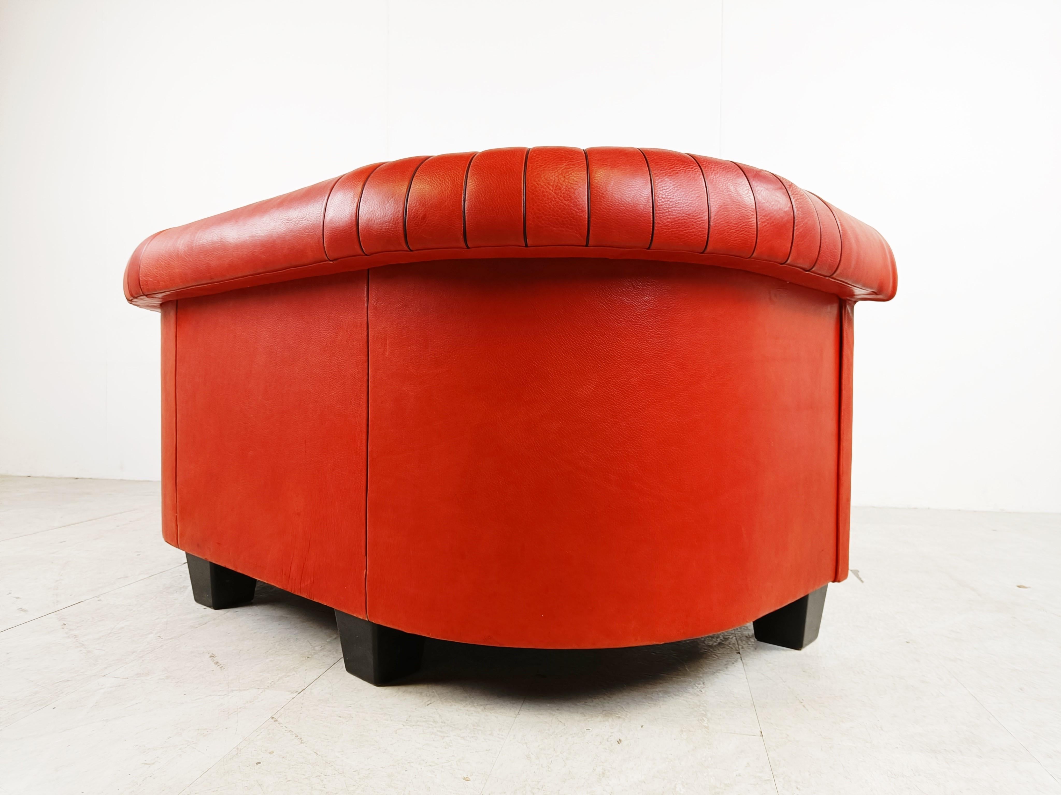 Red leather sofa by Desede model DS700, 1990s  For Sale 4