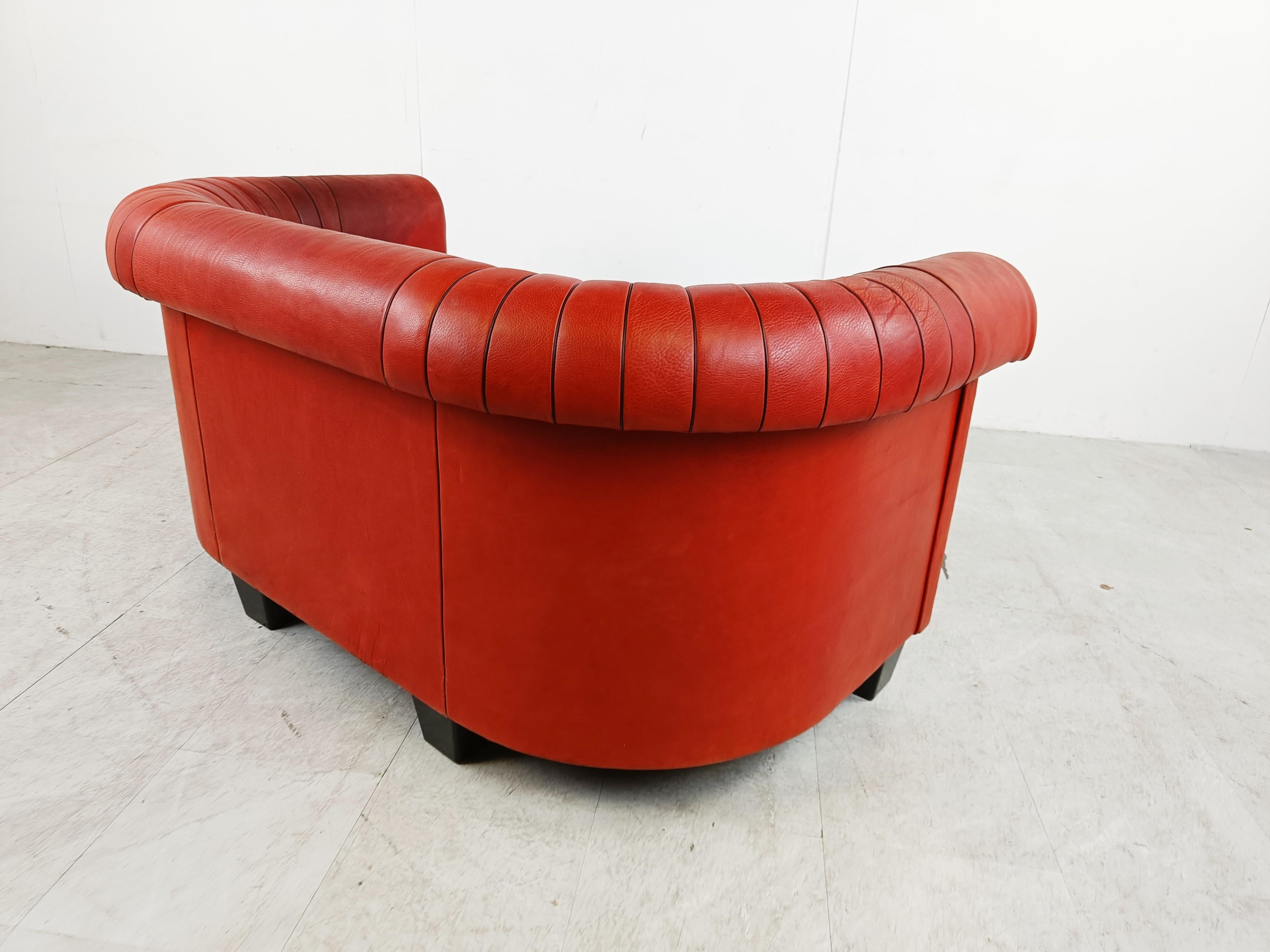 Red leather sofa by Desede model DS700, 1990s  For Sale 5