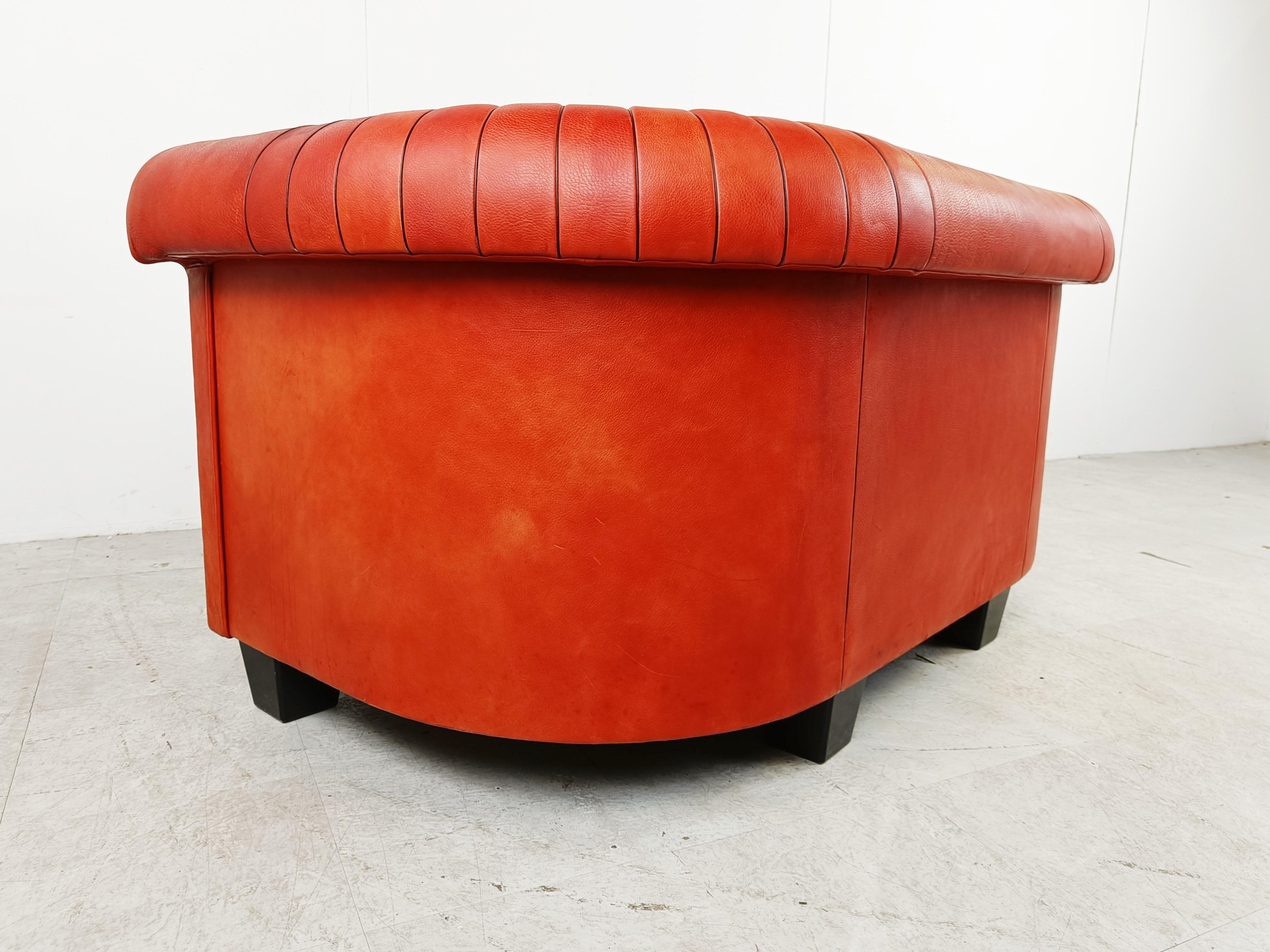 Red leather sofa by Desede model DS700, 1990s  For Sale 1