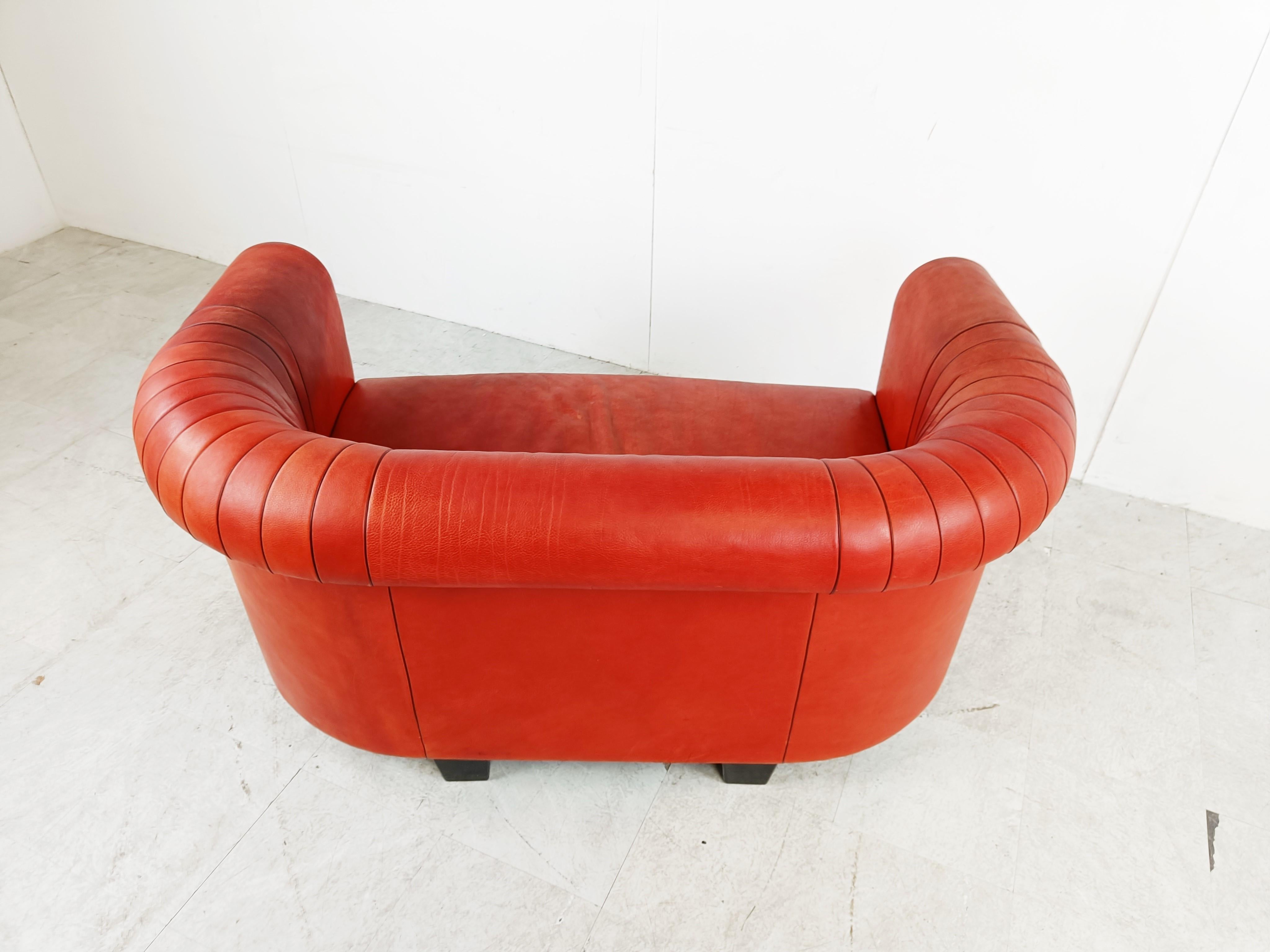 Red leather sofa by Desede model DS700, 1990s  For Sale 2