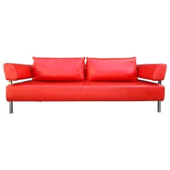 Red Leather Sofa by Nicoletti Italia