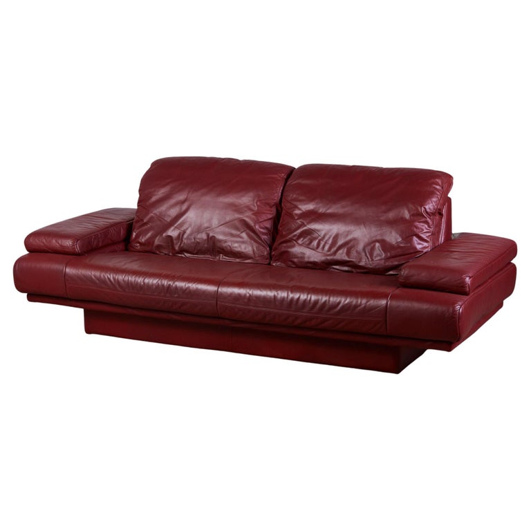 Red Leather Sofa in the Style of Rolf Benz at 1stDibs