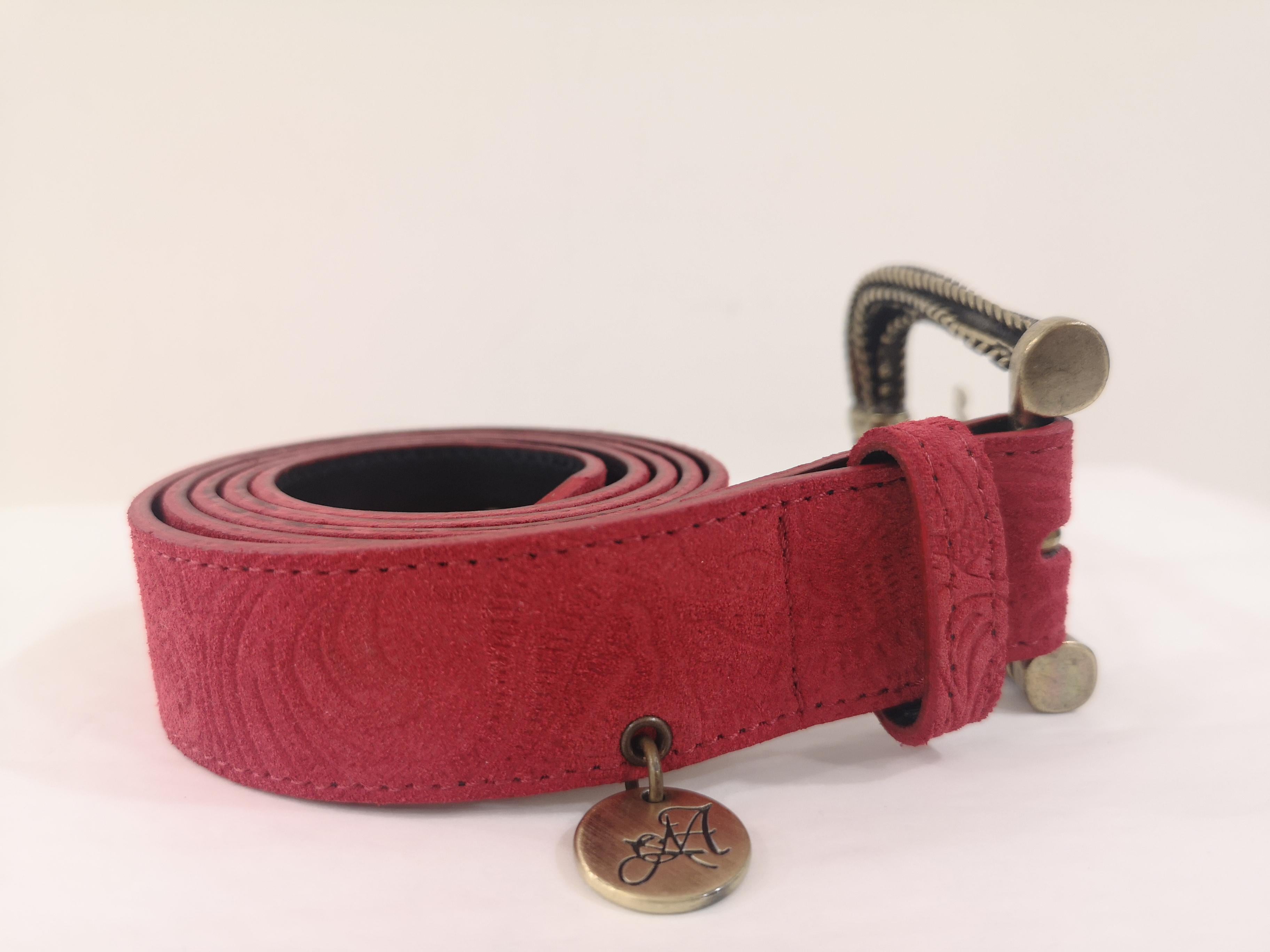 Brown Red leather suede belt NWOT