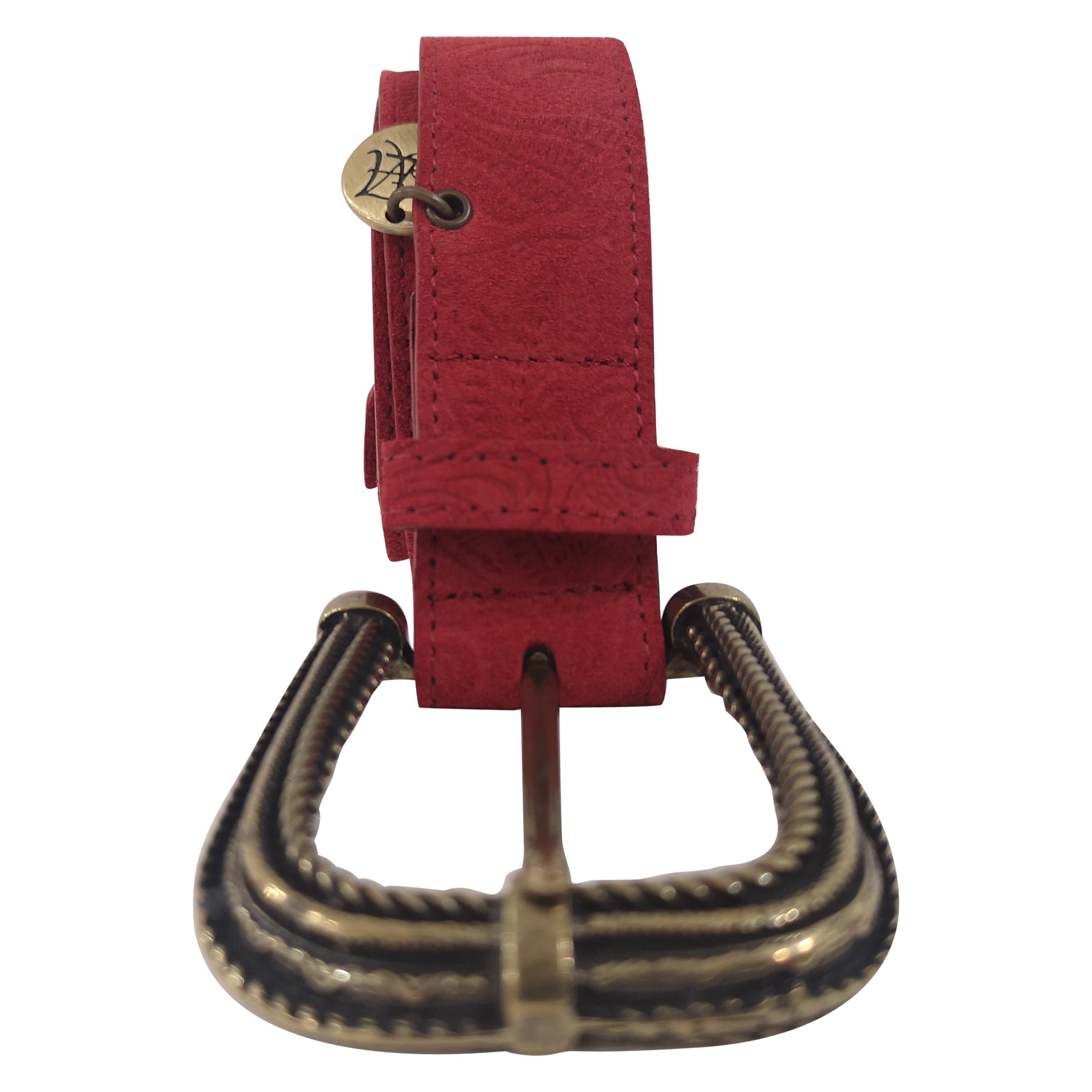 Red leather suede belt NWOT