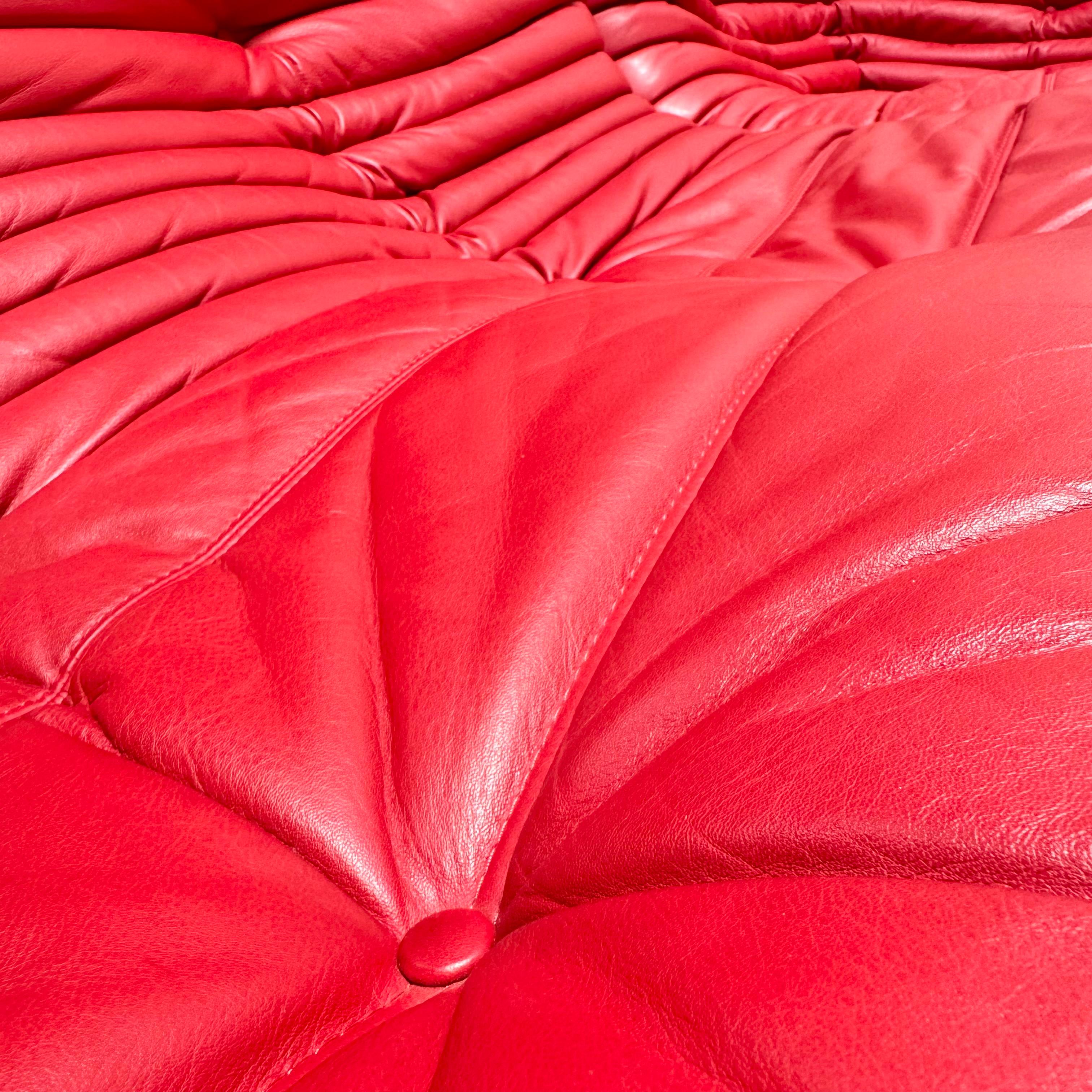 Red Leather Togo Suite by Michel Ducaroy for Ligne Roset, 1990s 4