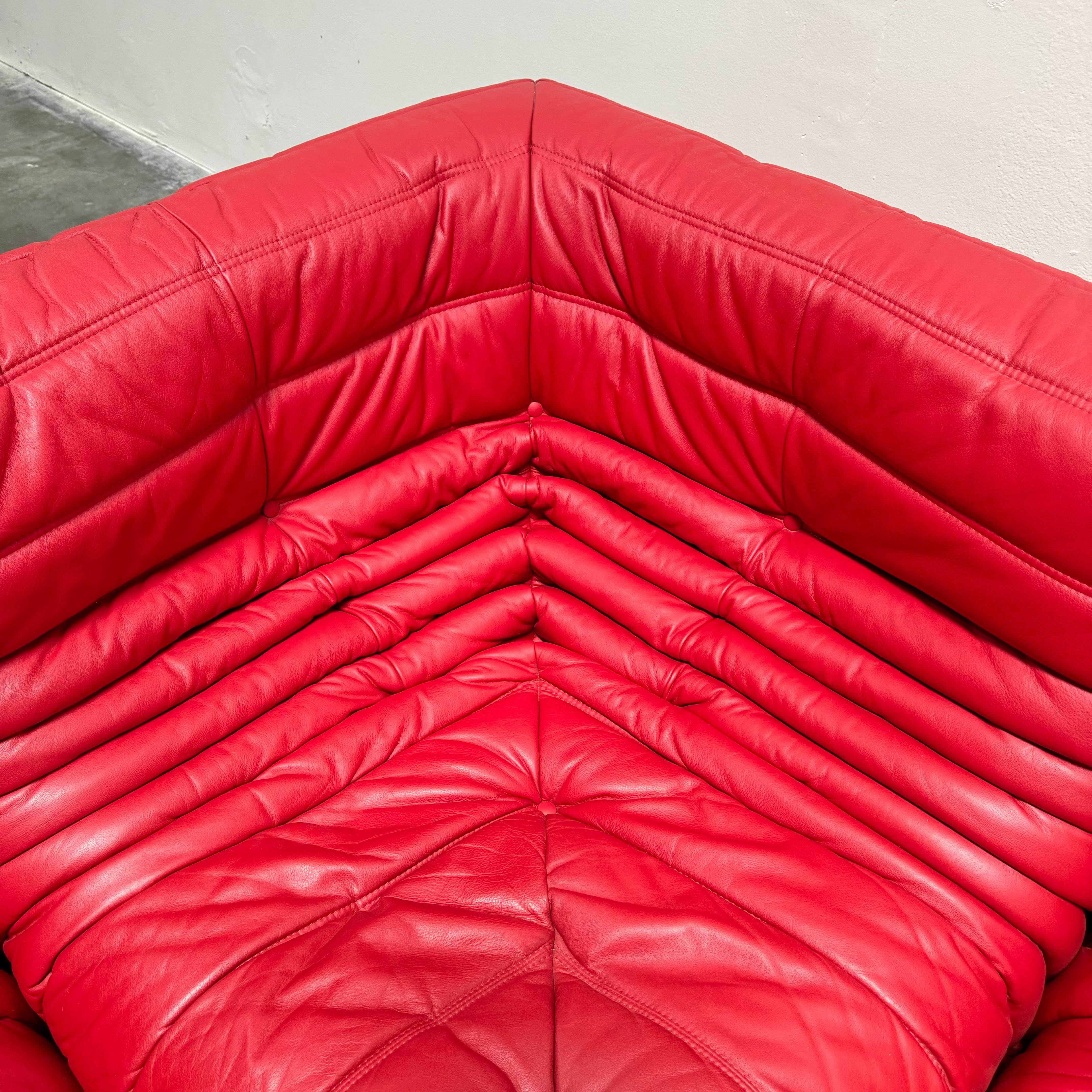 Red Leather Togo Suite by Michel Ducaroy for Ligne Roset, 1990s 5