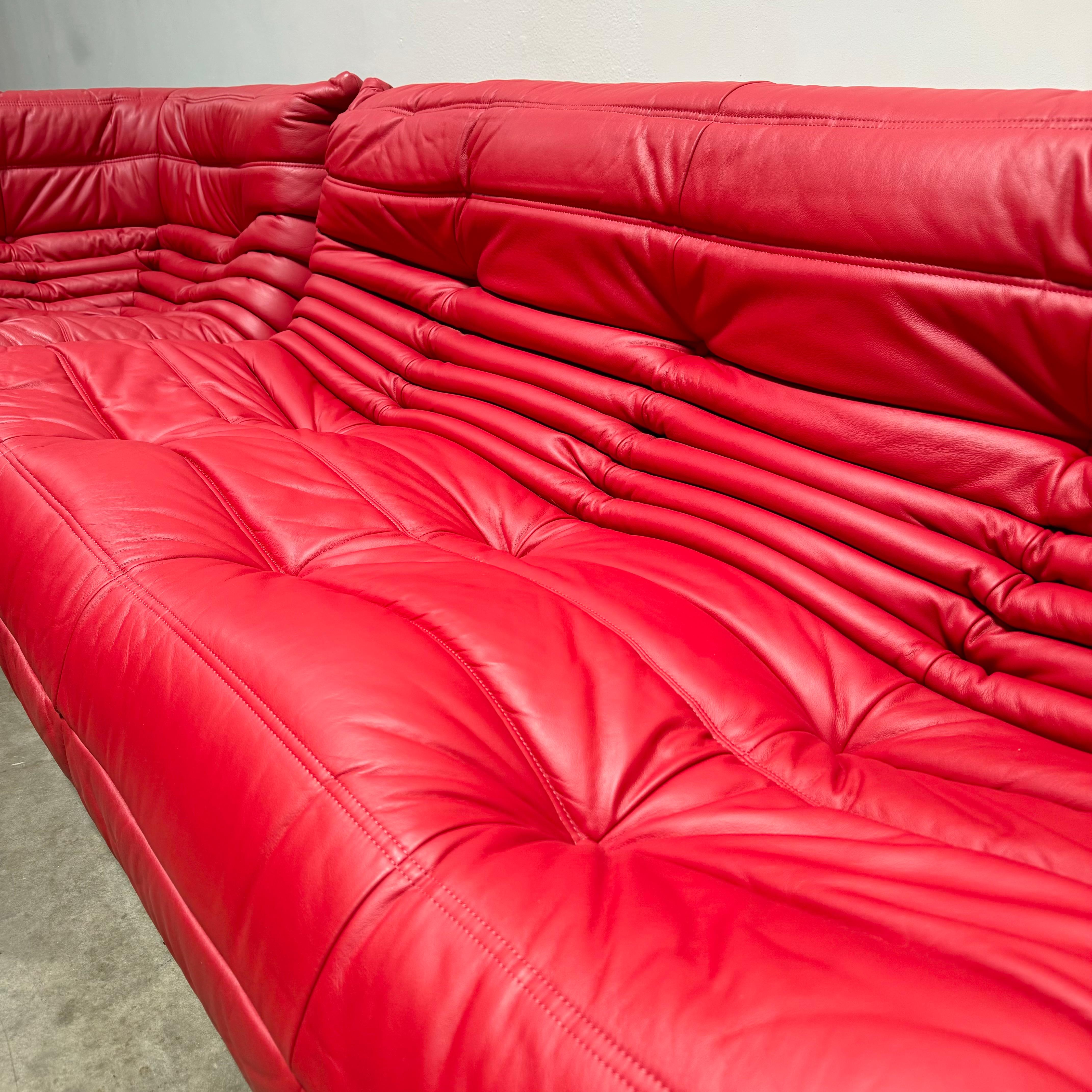 Red Leather Togo Suite by Michel Ducaroy for Ligne Roset, 1990s 6
