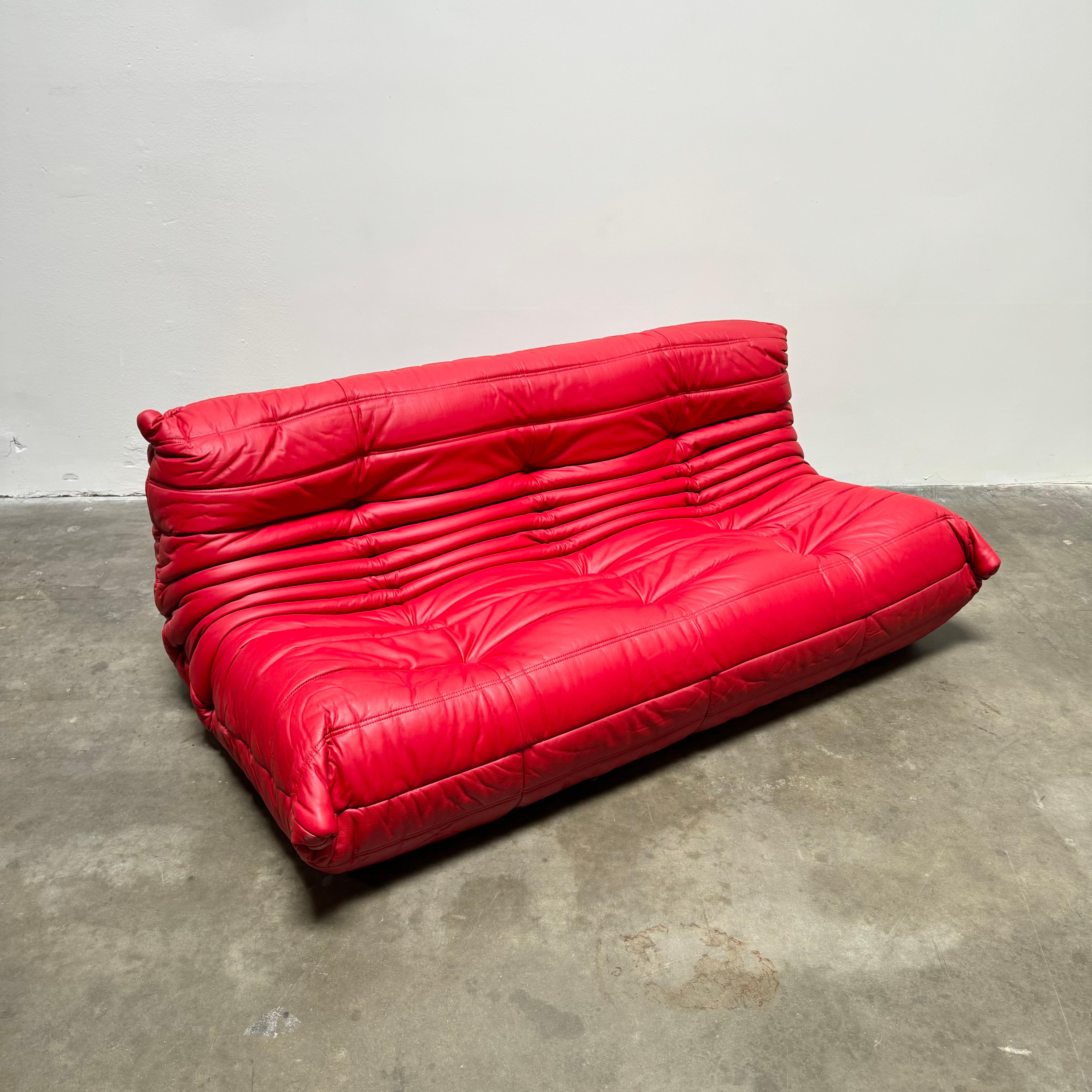 Red Leather Togo Suite by Michel Ducaroy for Ligne Roset, 1990s 7