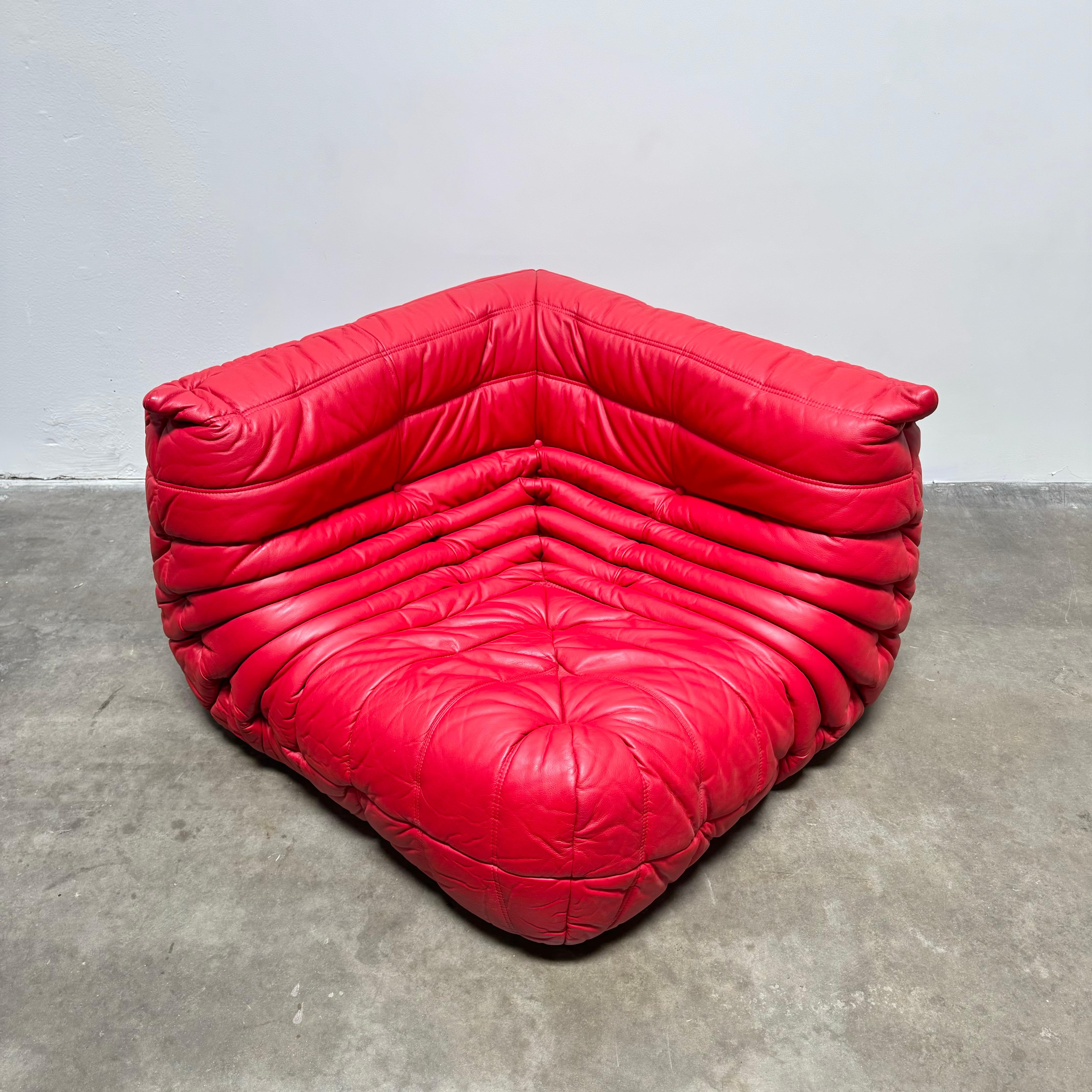 Red Leather Togo Suite by Michel Ducaroy for Ligne Roset, 1990s 13