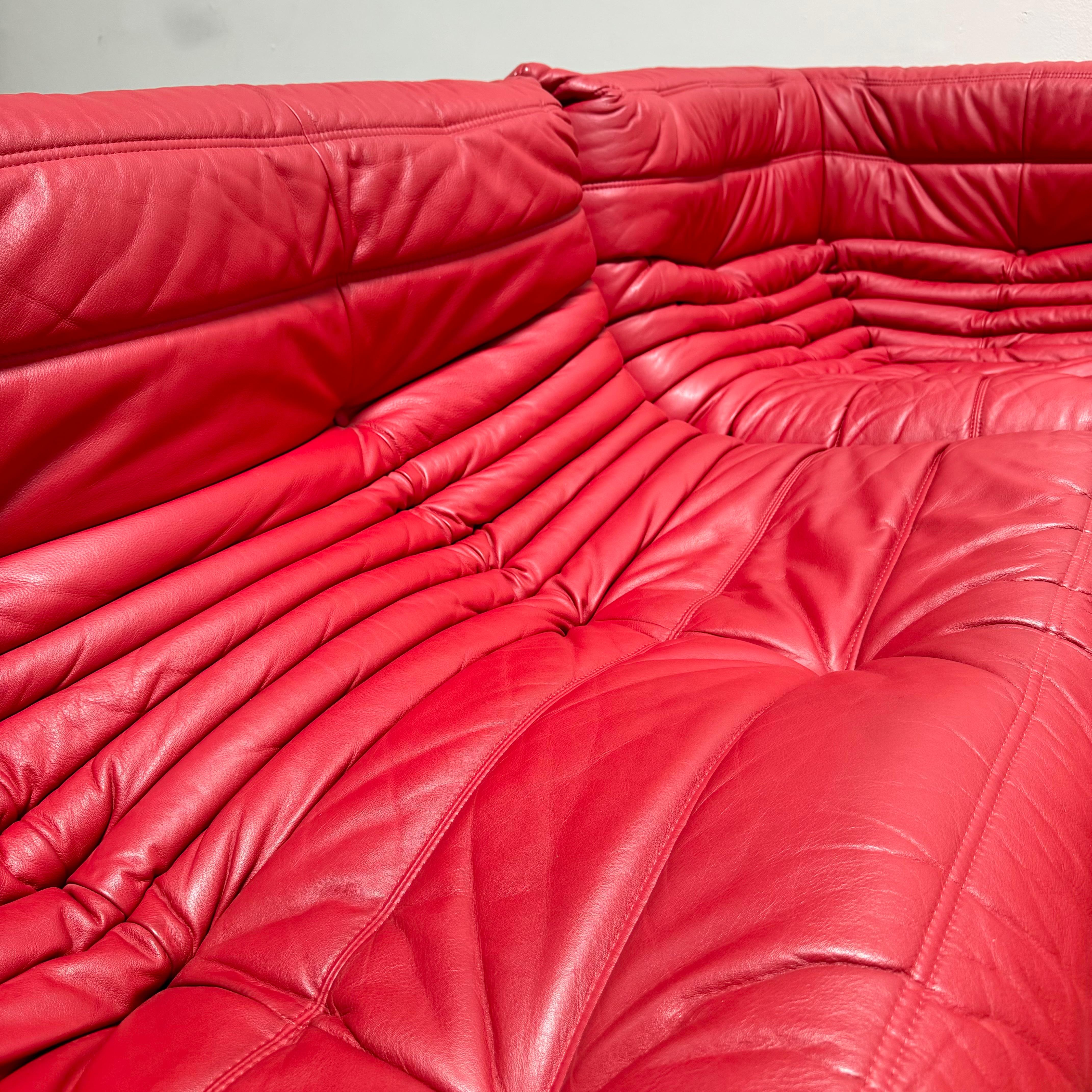 Red Leather Togo Suite by Michel Ducaroy for Ligne Roset, 1990s 2