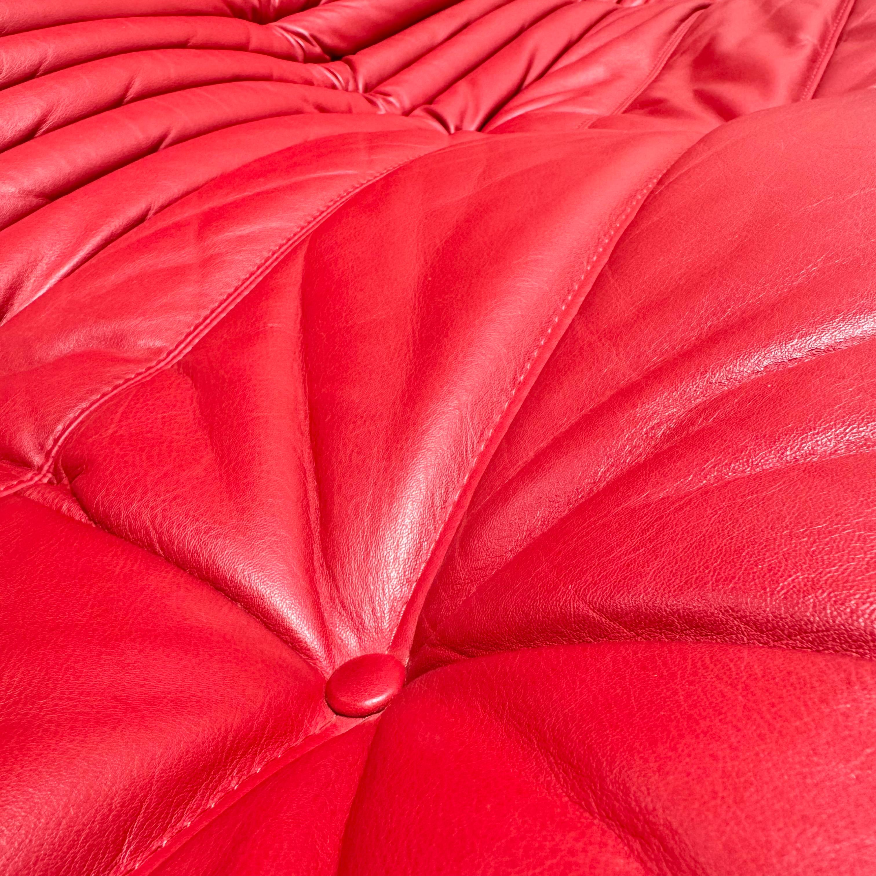 Red Leather Togo Suite by Michel Ducaroy for Ligne Roset, 1990s 3