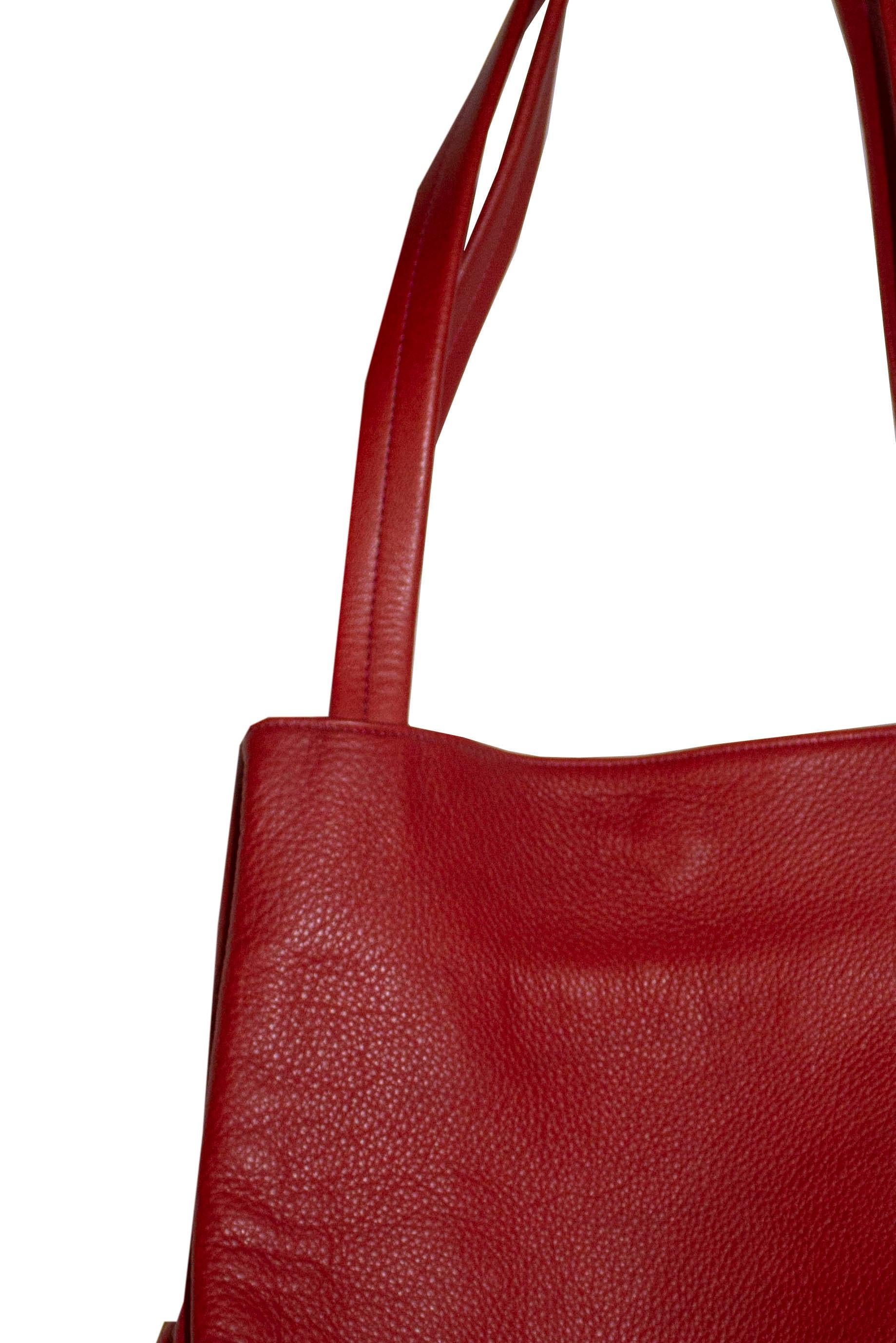 Red Leather Tote Bag by Nystrom Sweden In Good Condition For Sale In London, GB