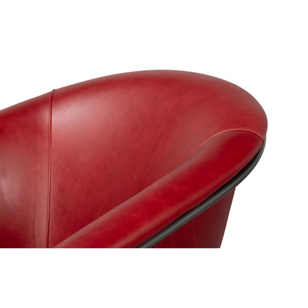 Red Leather Tub Chair For Sale 1