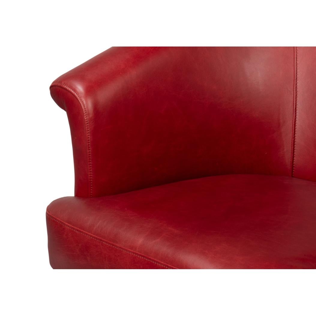 Red Leather Tub Chair For Sale 2