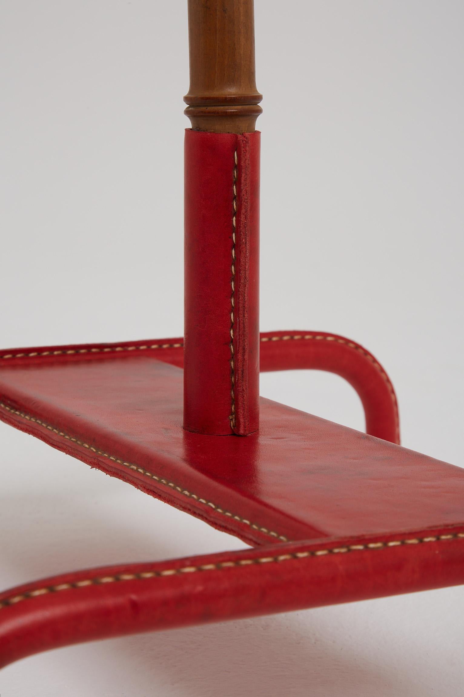 Red Leather Valet by Jacques Adnet (1900-1984) 6