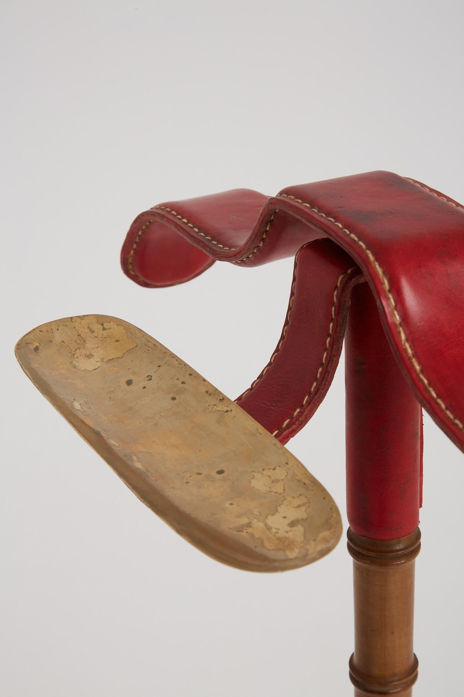 Red Leather Valet by Jacques Adnet (1900-1984) 7