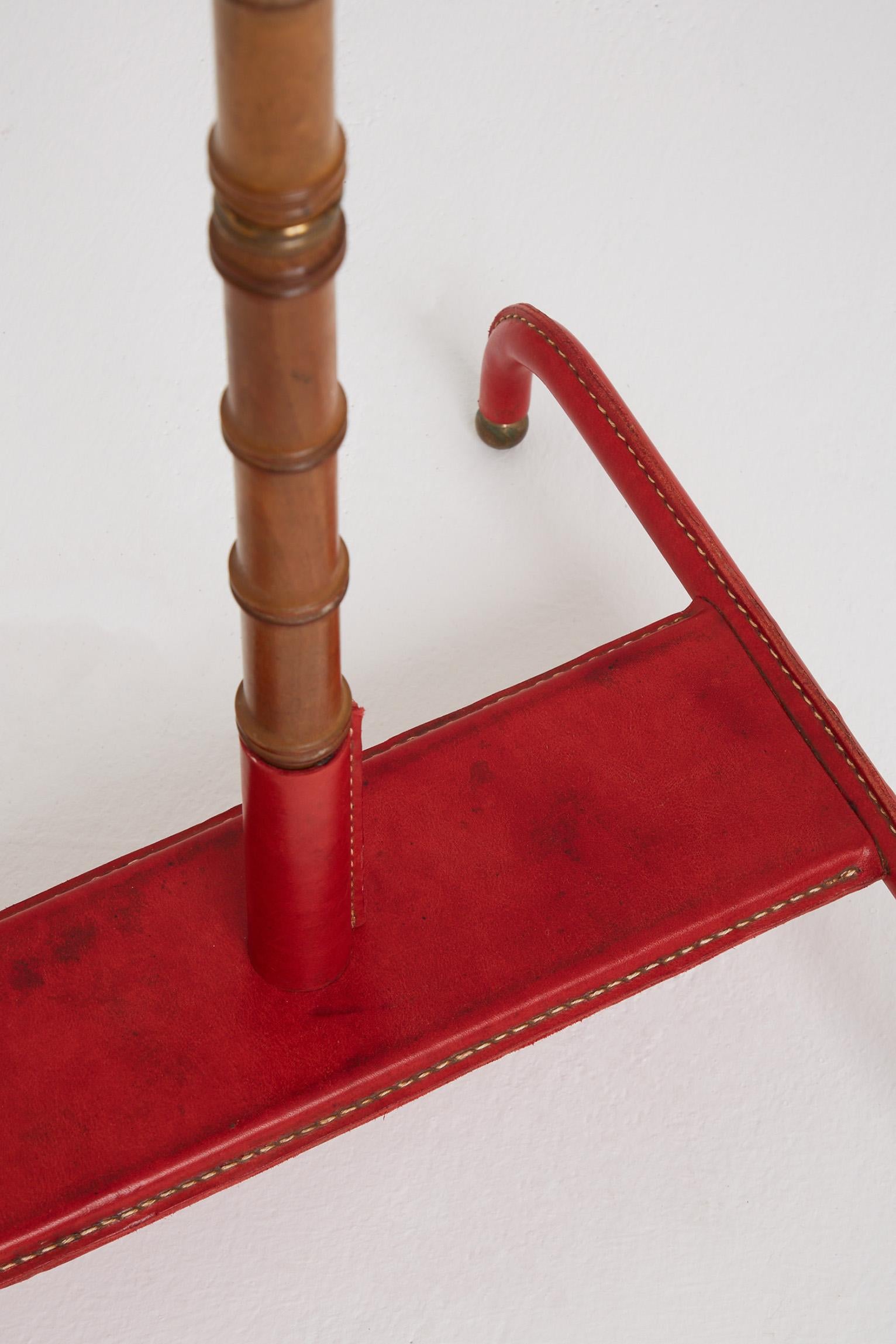 French Red Leather Valet by Jacques Adnet (1900-1984)
