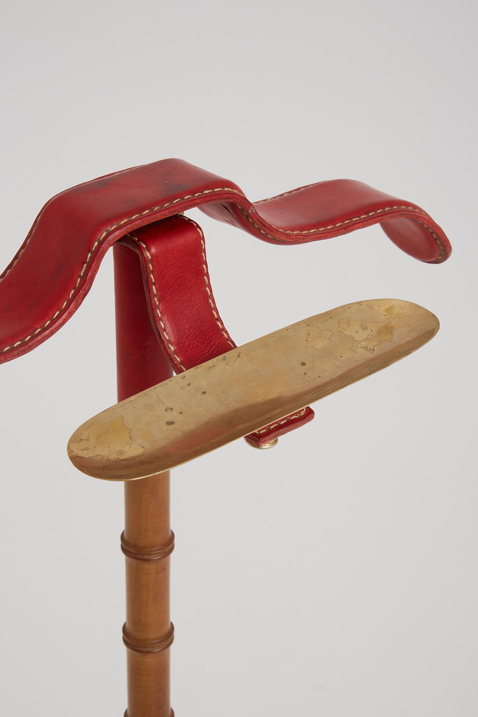 Red Leather Valet by Jacques Adnet (1900-1984) In Good Condition In London, GB
