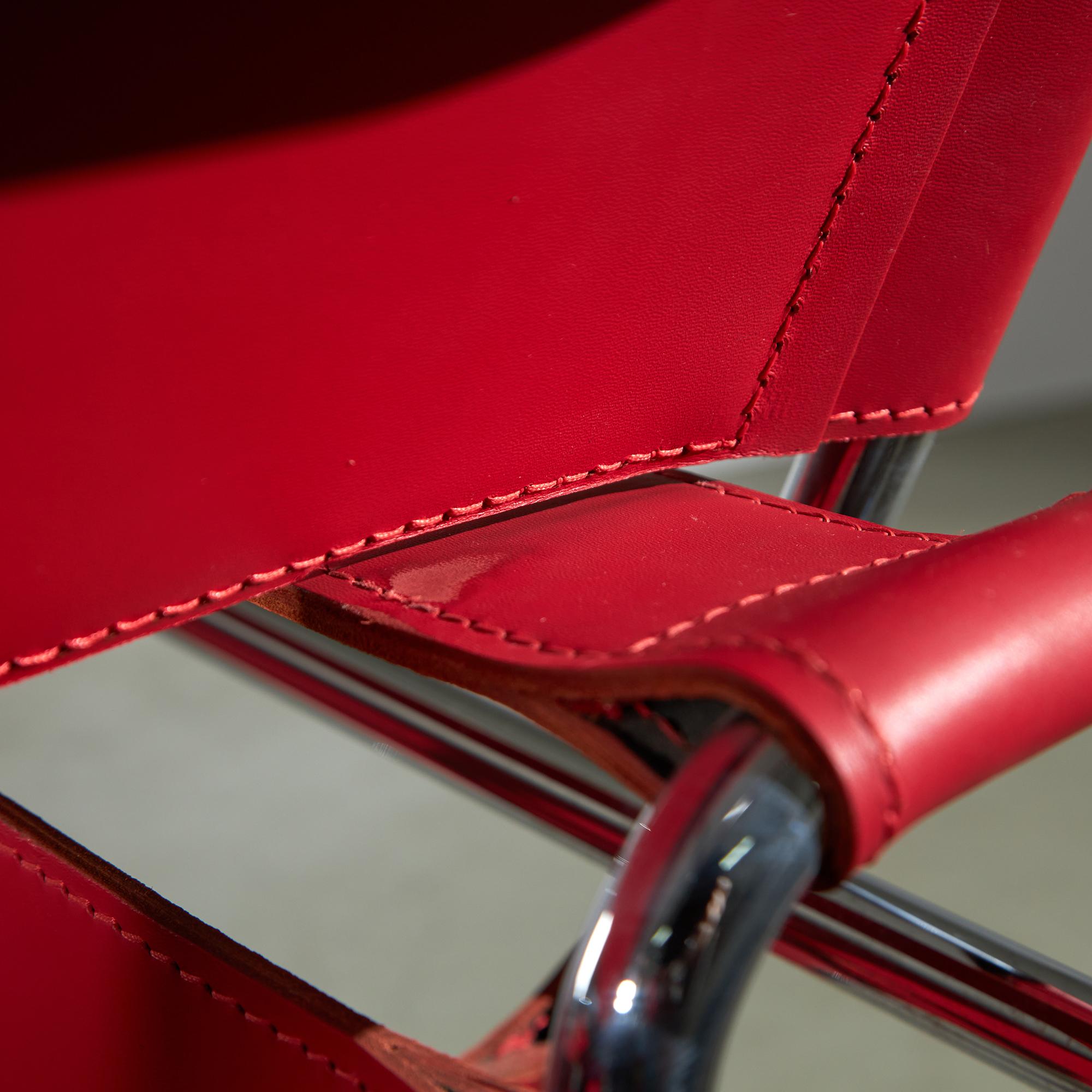 Red Leather Wassily Chair by Marcel Breuer for Knoll, 1920s For Sale 6