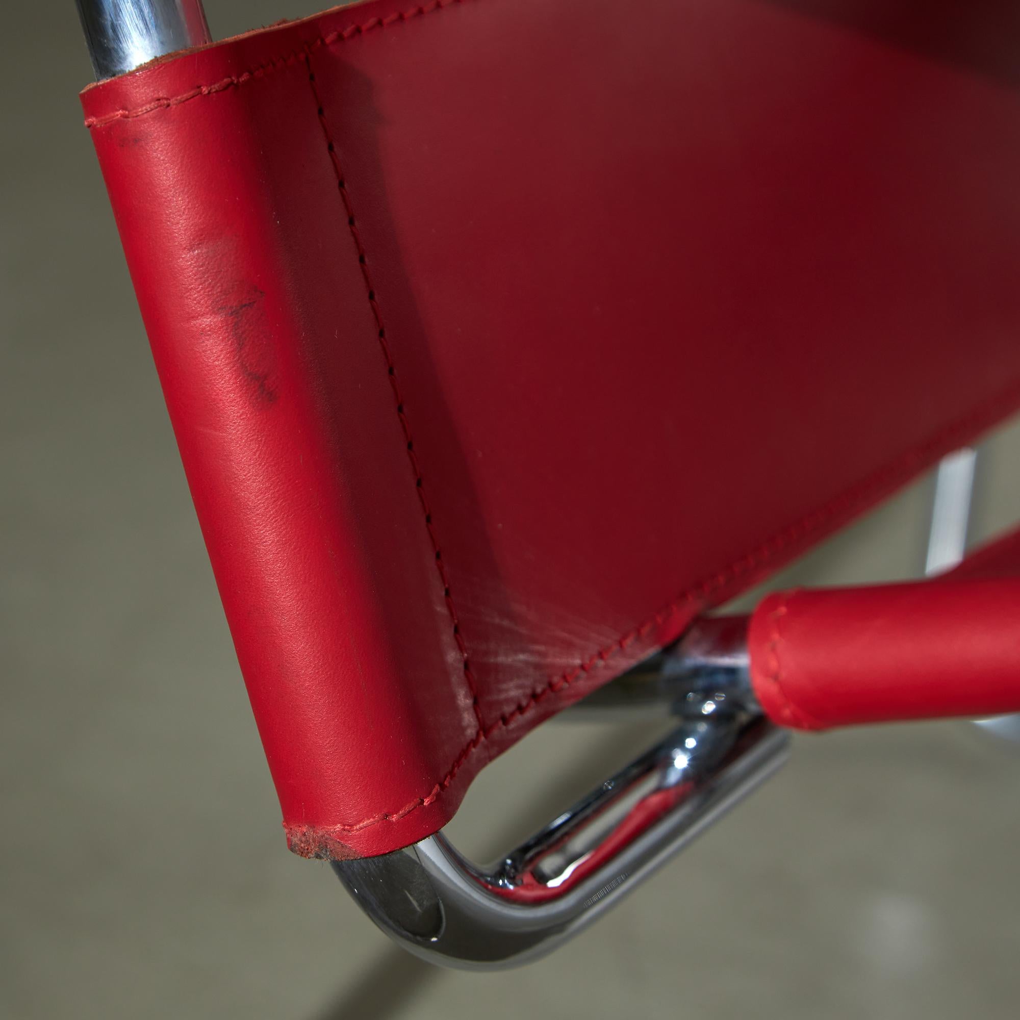 Red Leather Wassily Chair by Marcel Breuer for Knoll, 1920s For Sale 7