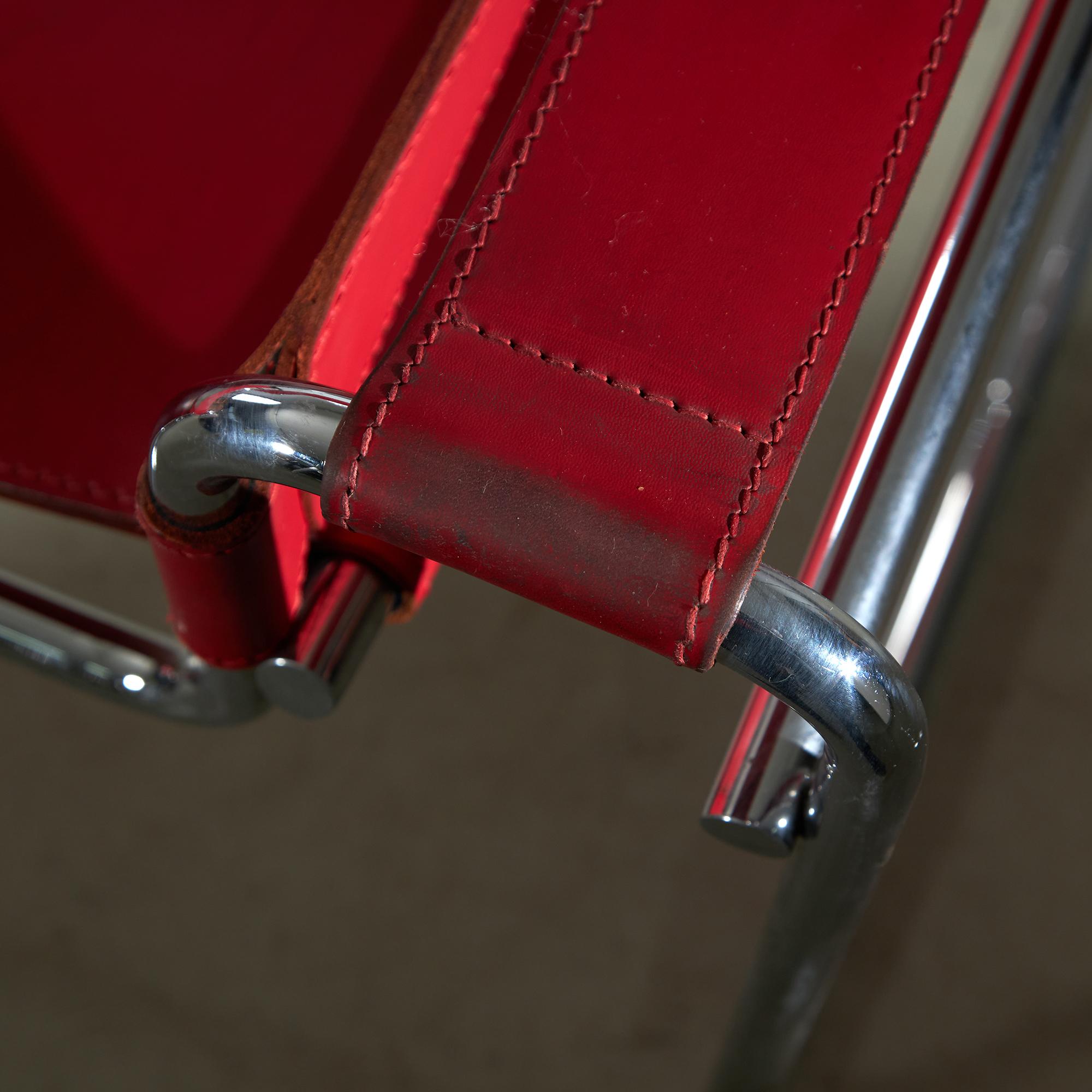 Red Leather Wassily Chair by Marcel Breuer for Knoll, 1920s For Sale 2