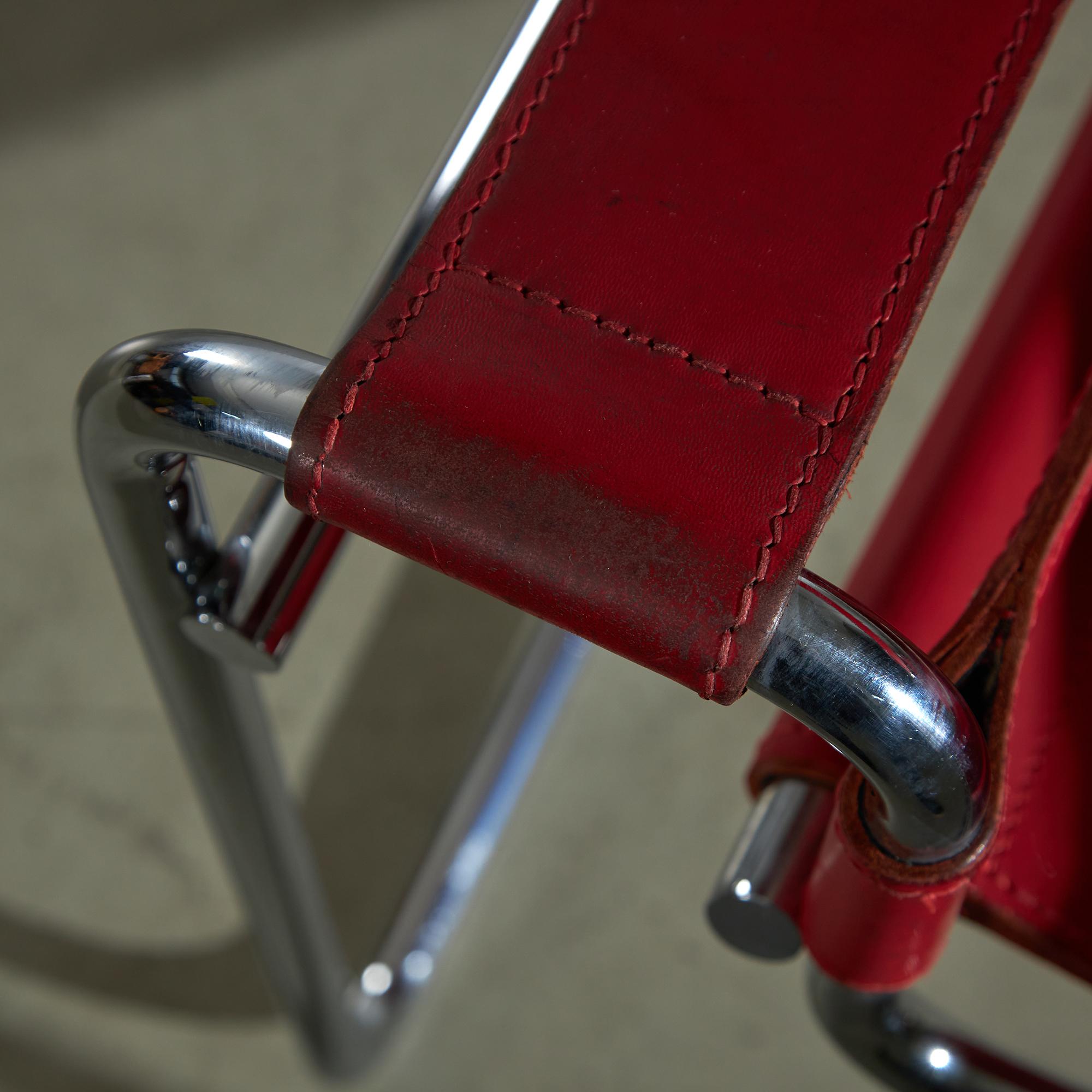 Red Leather Wassily Chair by Marcel Breuer for Knoll, 1920s For Sale 3