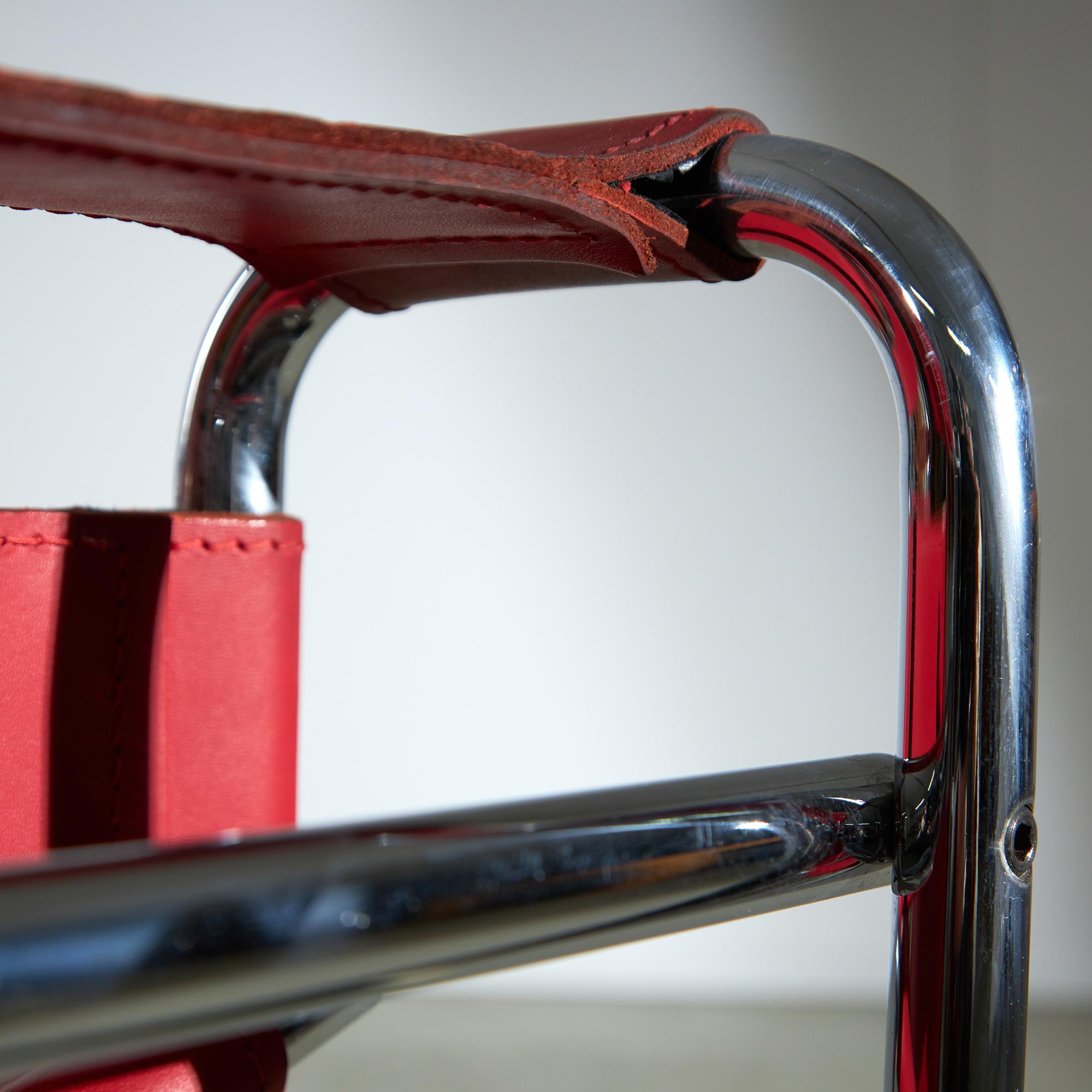 Red Leather Wassily Chair by Marcel Breuer for Knoll, 1920s For Sale 4