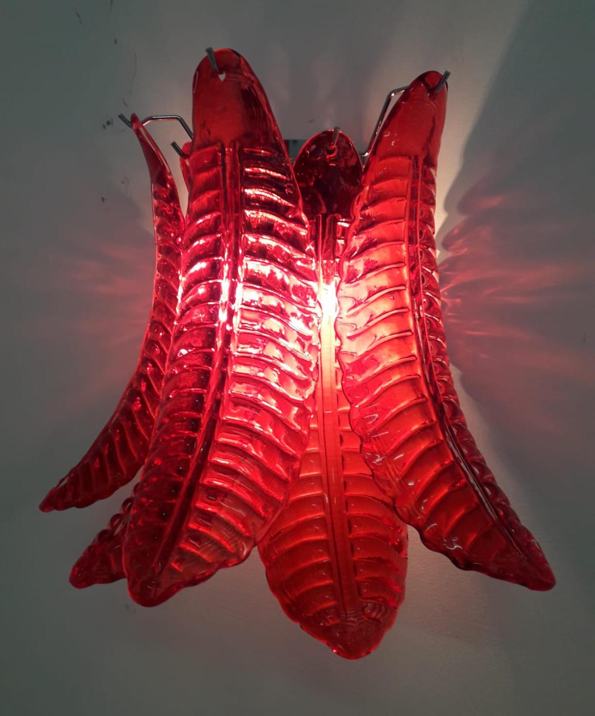 Italian Red Leaves Sconce, 5 Available