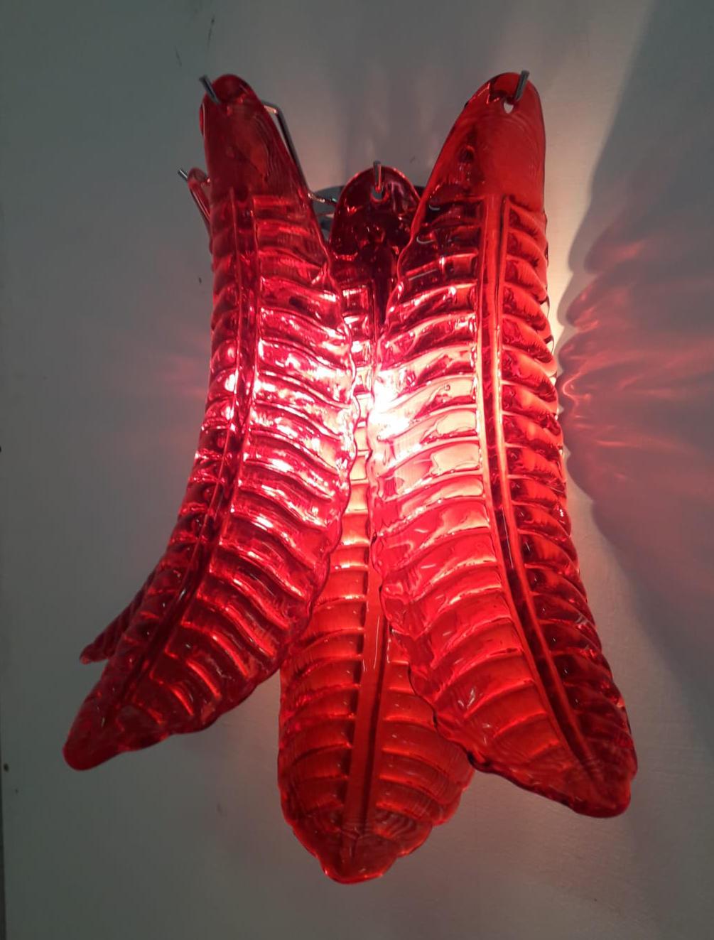 Contemporary Red Leaves Sconce, 5 Available
