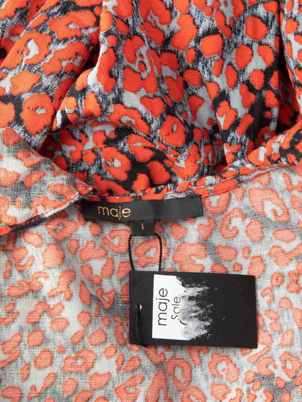 Women's Maje Red Leopard Print Mini Wrap Dress Size S For Sale