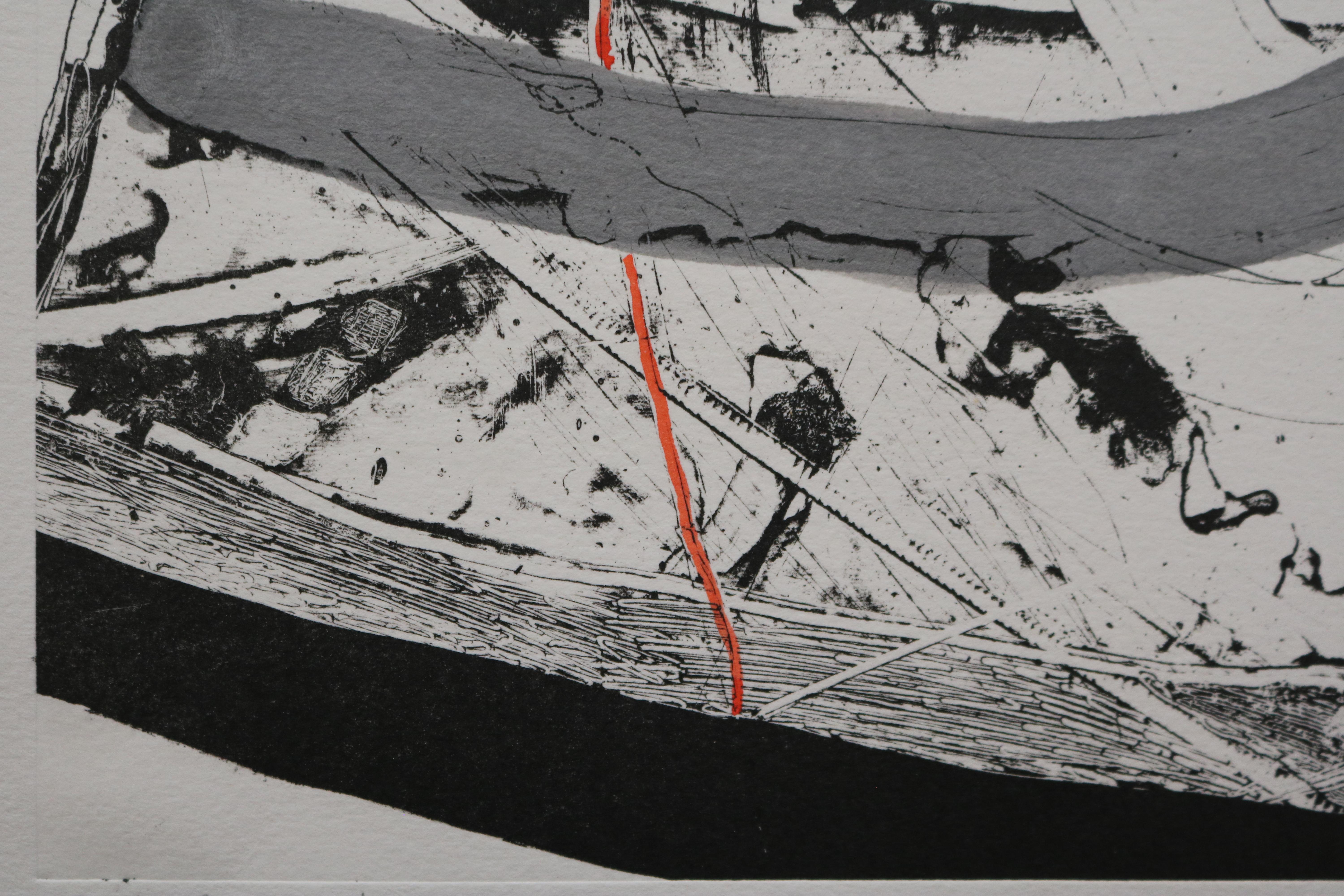„Red Line“ Schwarz-Weiß-Lithographie, signiert von L. Siekman im Zustand „Hervorragend“ im Angebot in Pasadena, CA