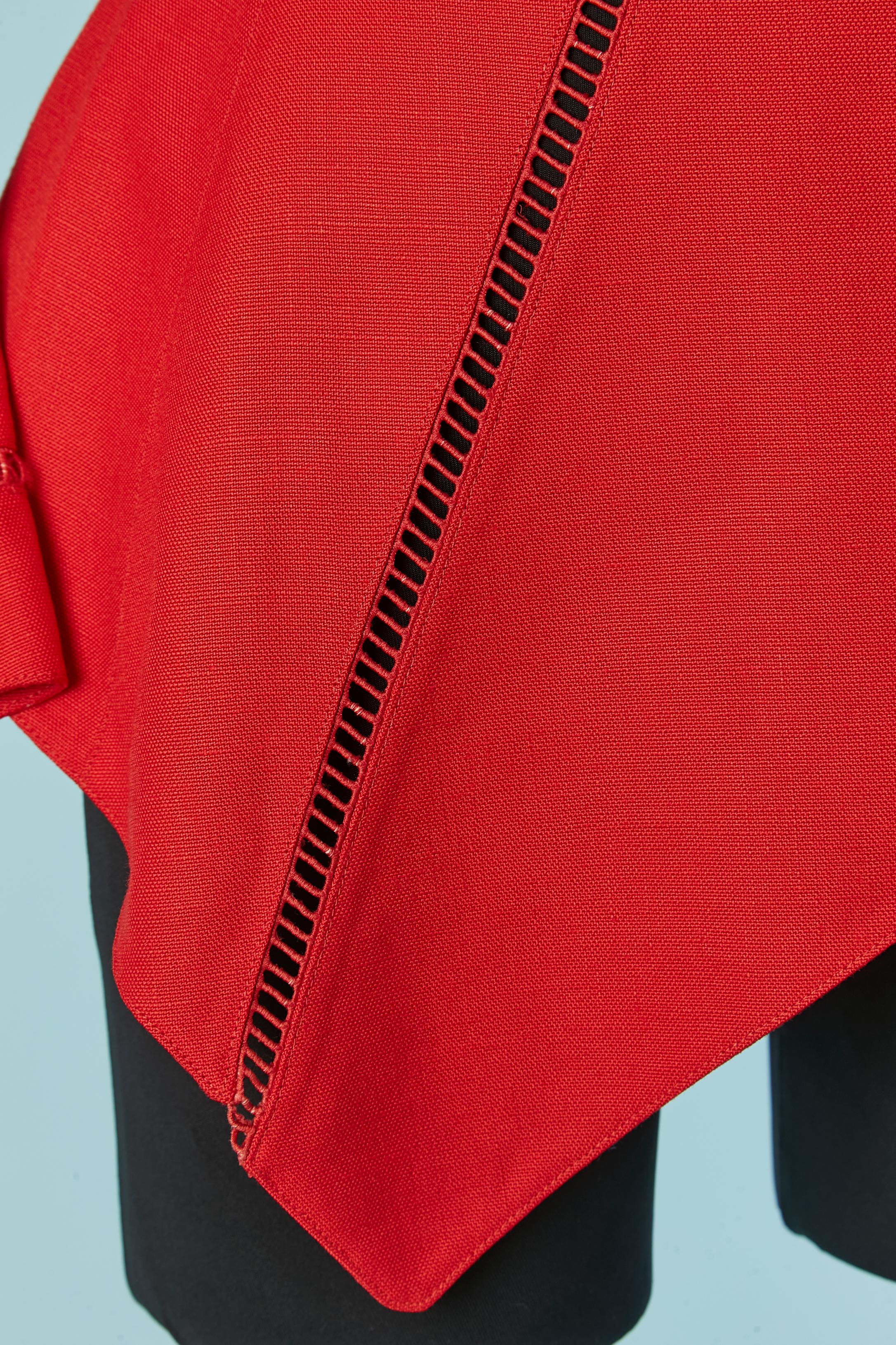 Women's Red linen single breasted jacket with see-through openwork Thierry Mugler For Sale
