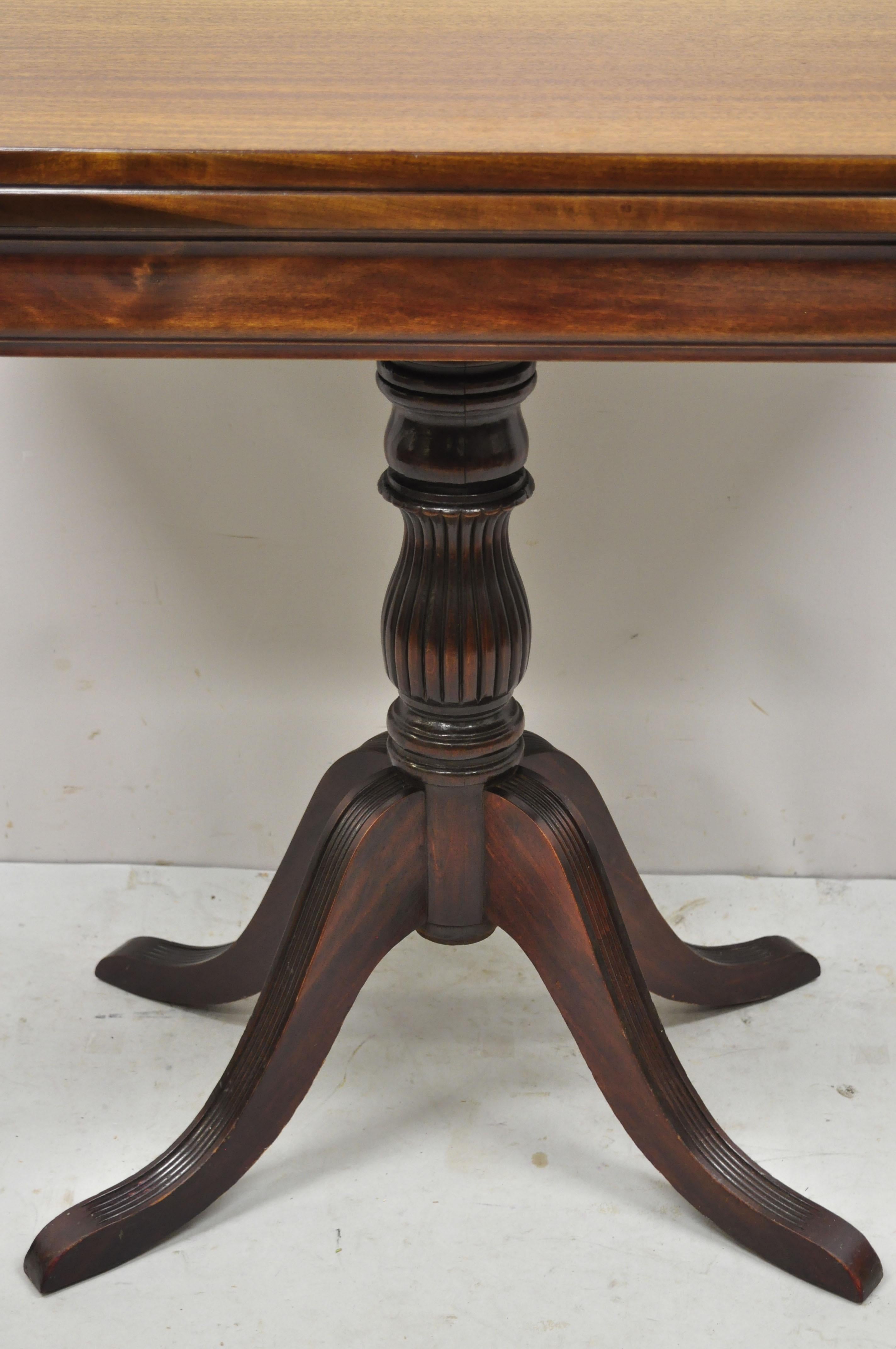 Red Lion Duncan Phyfe Pedestal Base Mahogany Flip Top Game Console Table In Good Condition In Philadelphia, PA