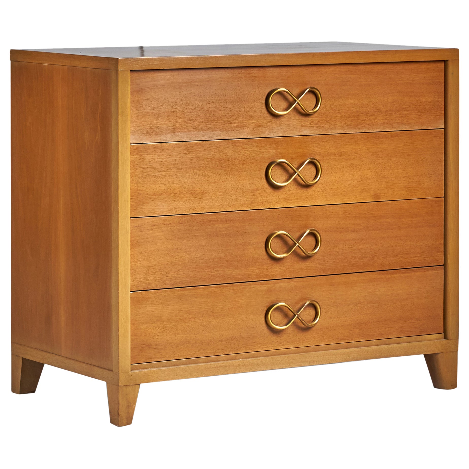 Red Lion Furniture, Cómoda, Nogal, Latón, EEUU, Década de 1940