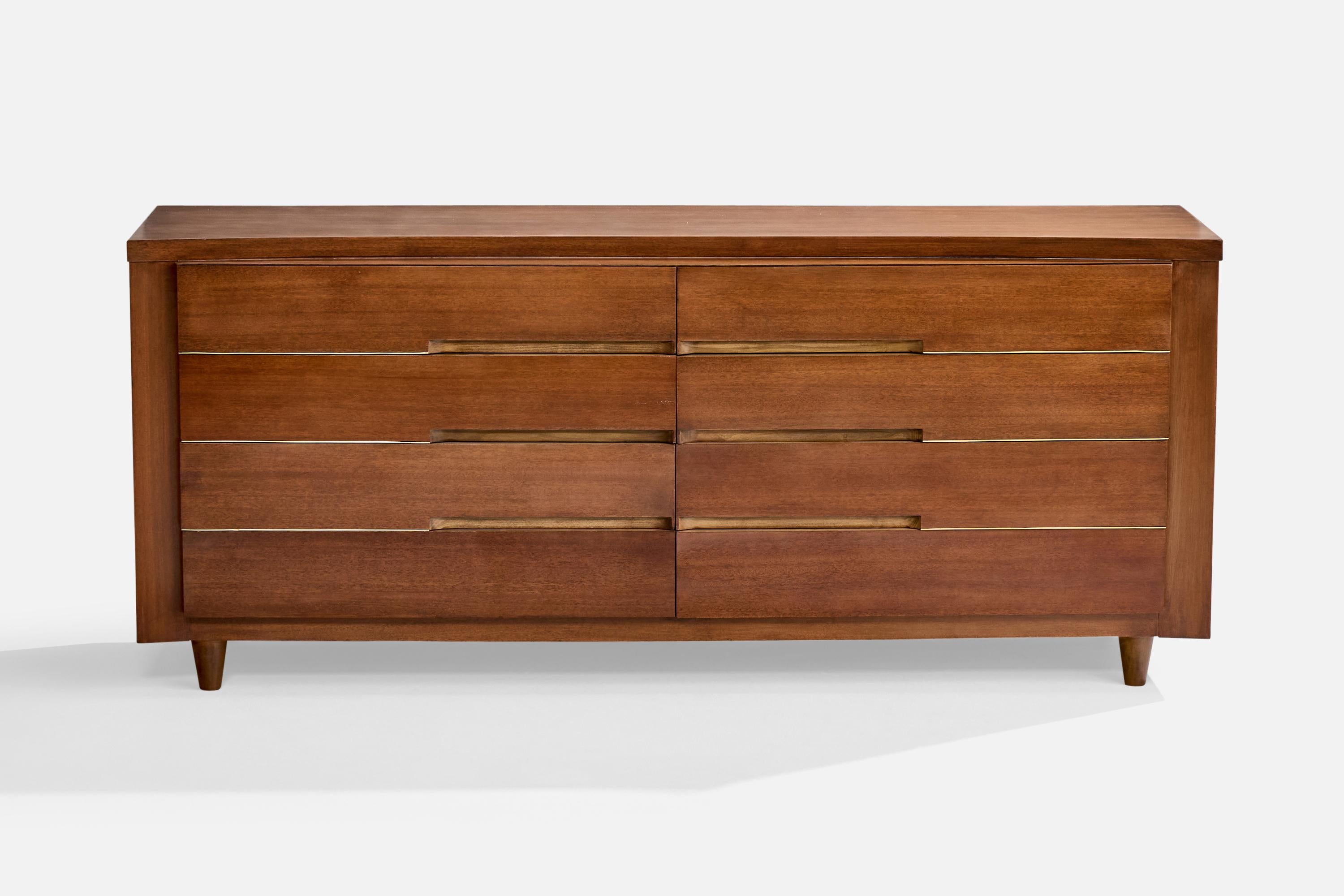 Mid-Century moderno Red Lion Furniture, Comò, Noce, USA, anni '50 in vendita