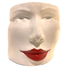 "Red Lips Face, " Terra Cotta Sculpture by Ginestroni