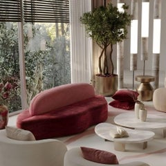 Red Lips Sculptural Statement Luxury Sofa in Upholstered Fabric by MainGUILTY
