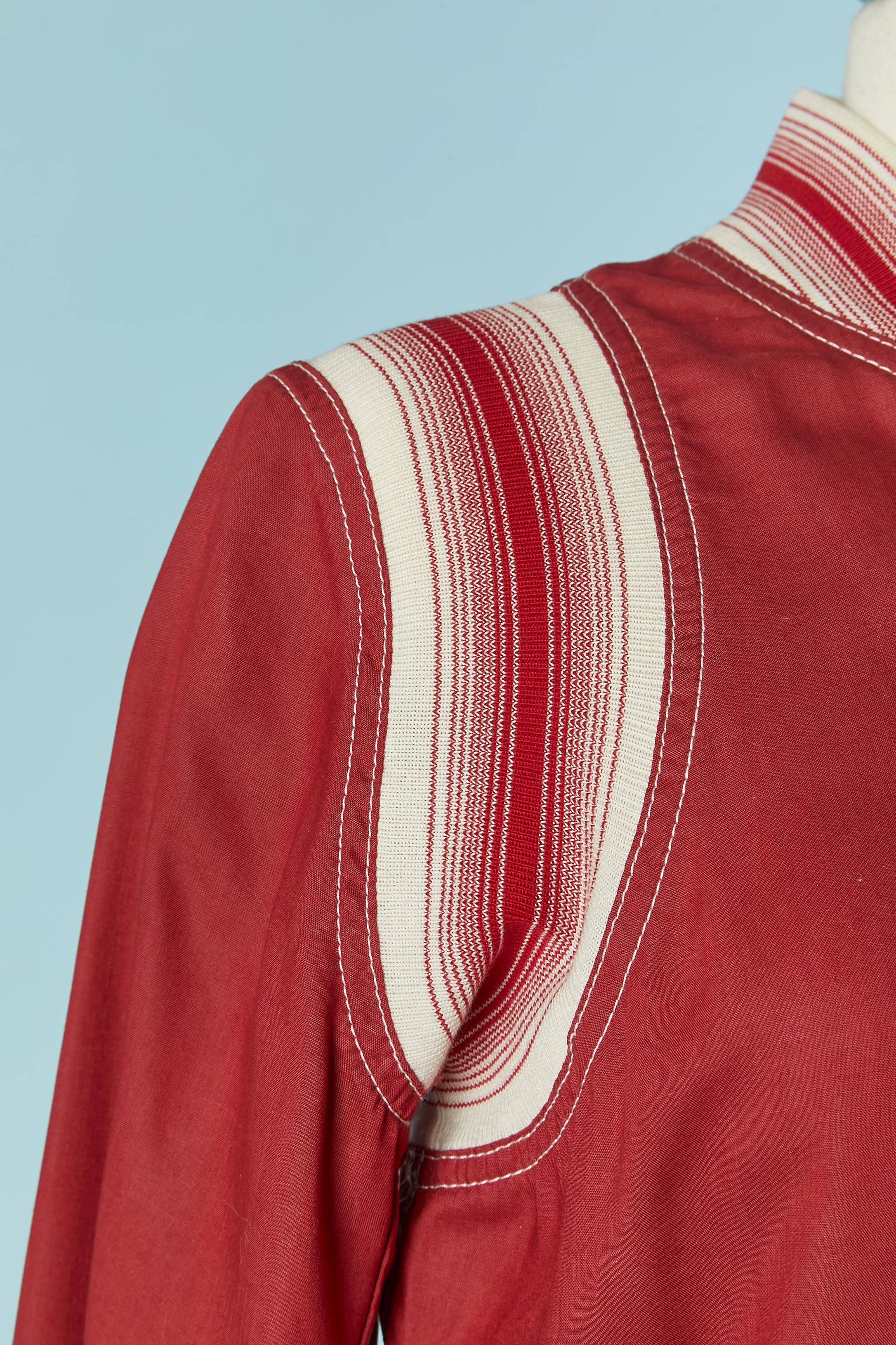 Red long jacket with ribs JPG JEANS In Excellent Condition For Sale In Saint-Ouen-Sur-Seine, FR