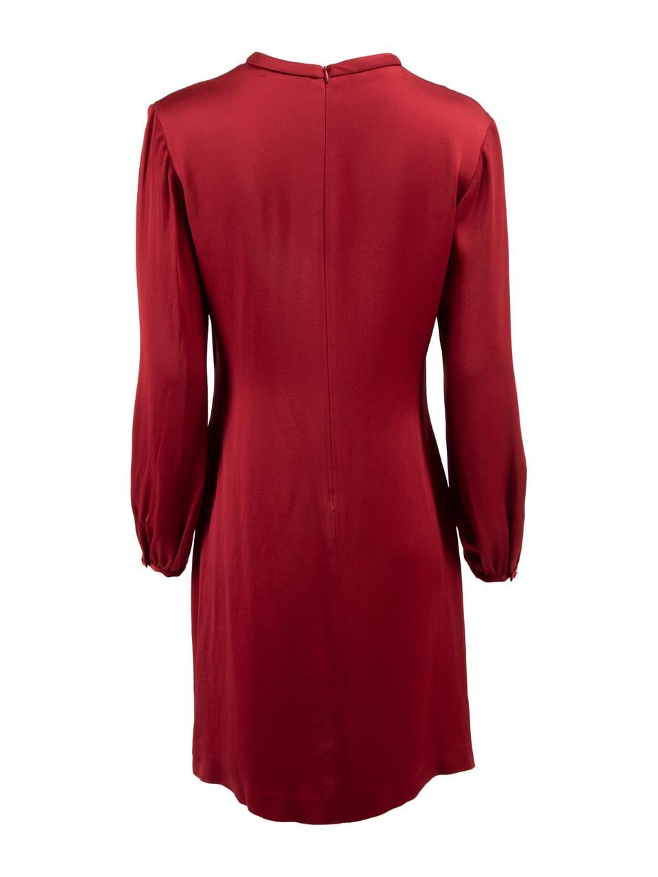 Robe rouge à manches longues et col noué, taille M Bon état - En vente à London, GB