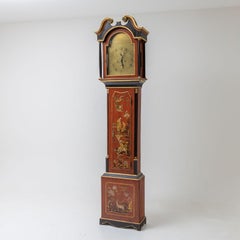 Red Longcase Clock with Chinoiserie Décor, sig. Alex Duncan, Elgin, 19th Century
