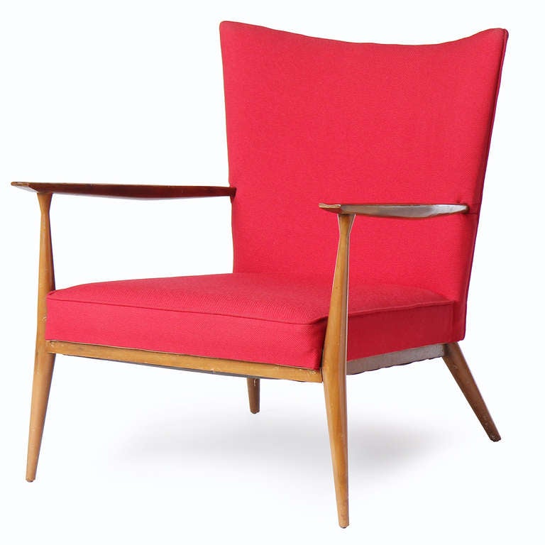 Mid-Century Modern Red Lounge Chair by Paul McCobb For Sale