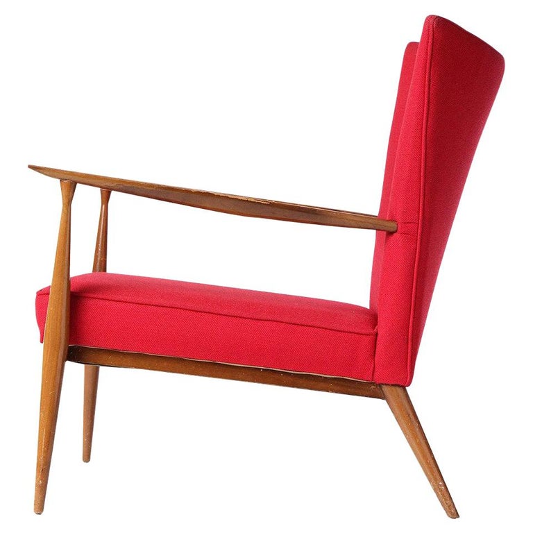 Red Lounge Chair by Paul McCobb For Sale