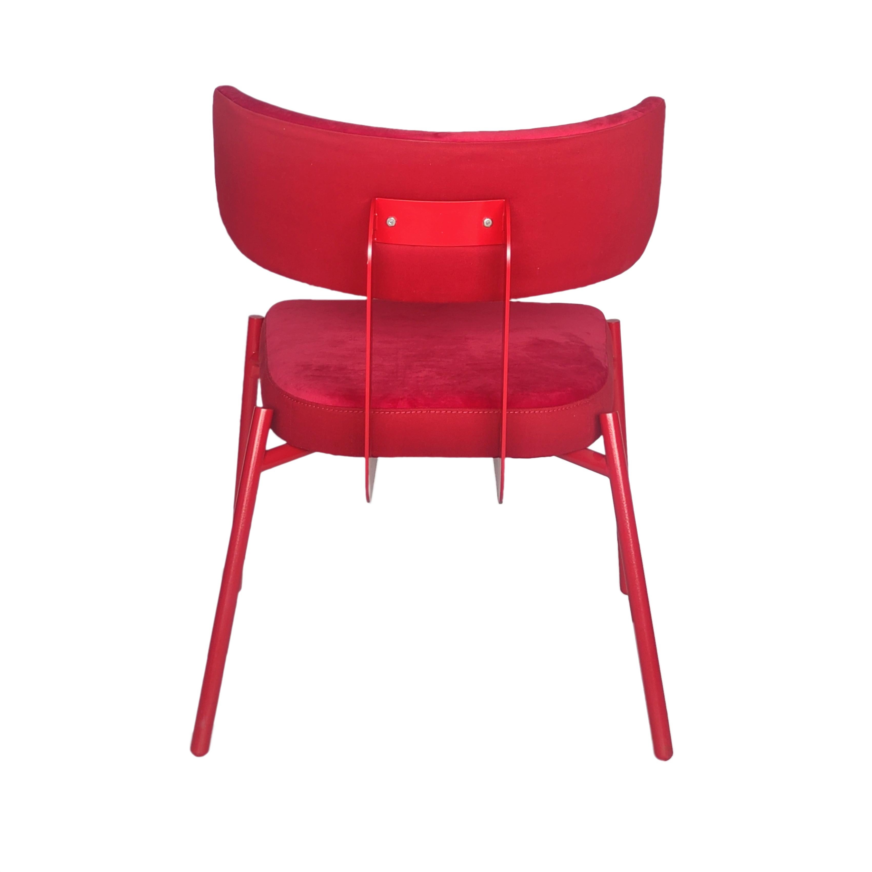 Stainless Steel Red Love chair by Gabriel Freitas For Sale