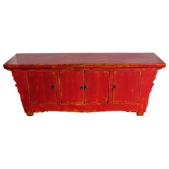 Antique Red Low Media Sideboard