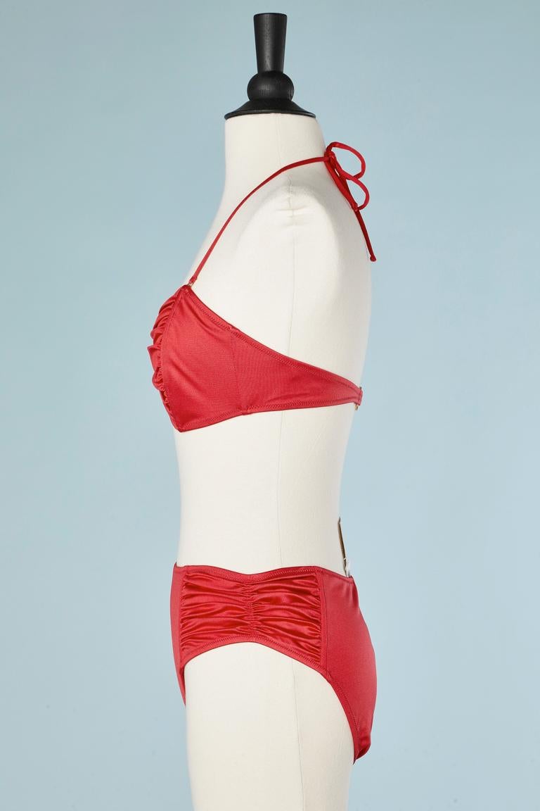 Rotes drapiertes Lycra-Bikini in Rot von Christian Dior NEU Damen im Angebot
