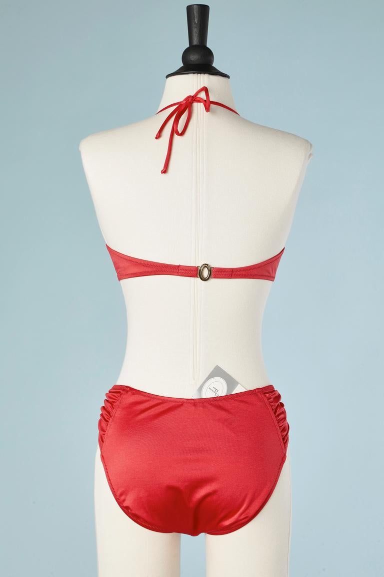 Beige Red lycra draped bikinin Christian Dior NEW For Sale